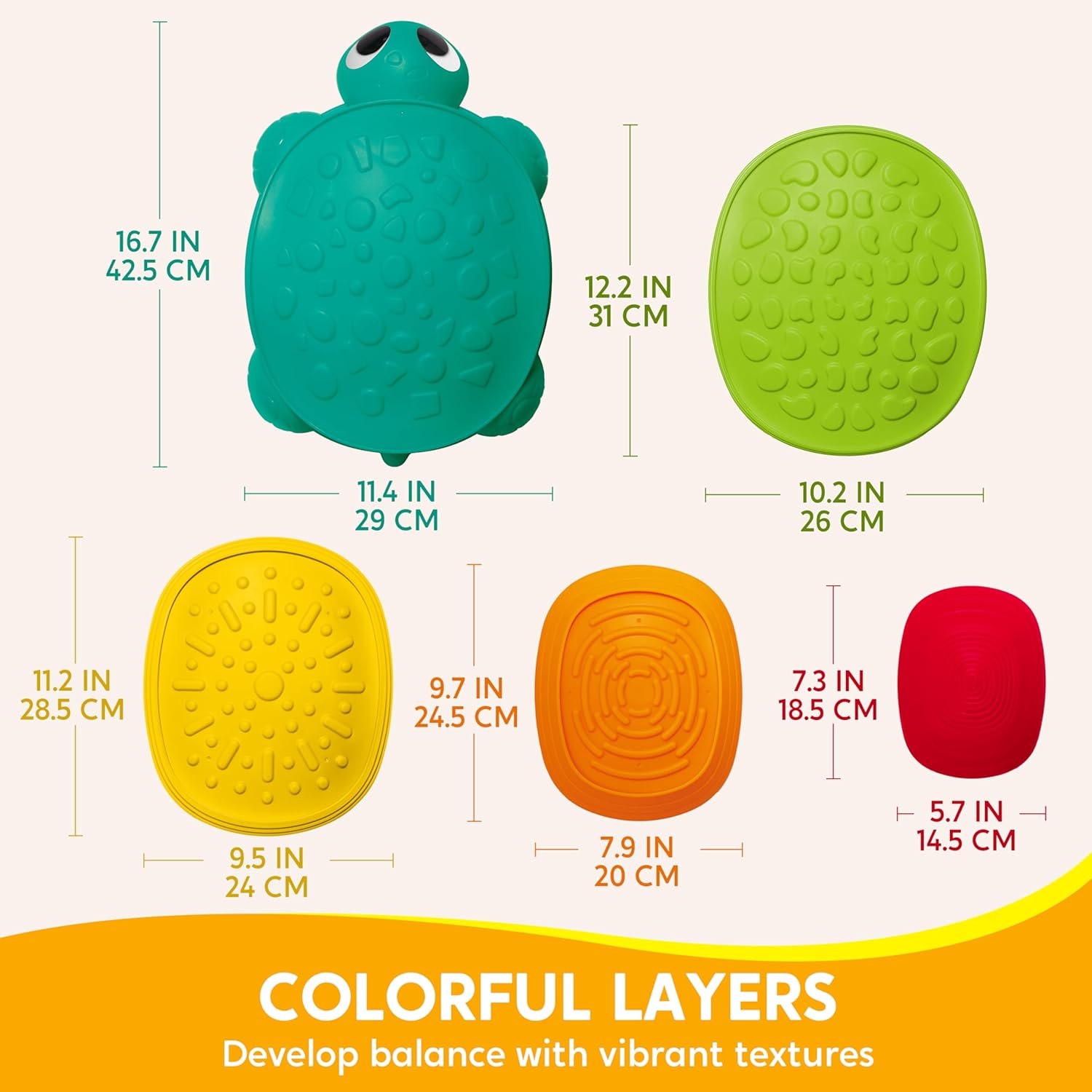 JOYIN 5 Pcs Turtle Balance Stepping Stones, Kids Turtle Path Jumping S