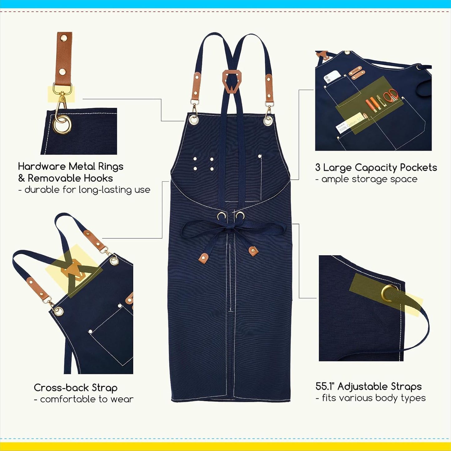 MEEDEN Painting Apron for Men Women: Adjustable Cross Back Waterproof 
