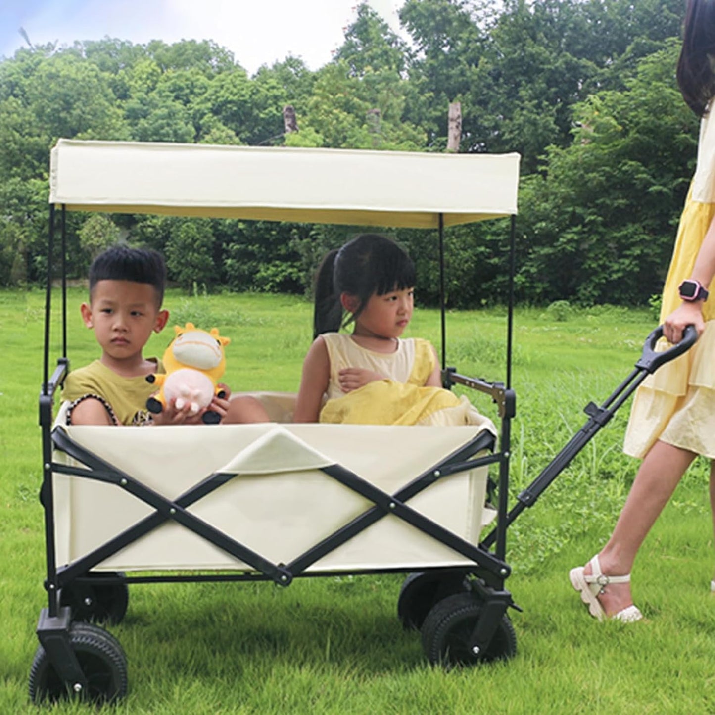 Folding Trolley Awning Sun Protections Trolley Cart Awning Canopy for Outdoor Camping Beach Cart Shopping Awning Canopy