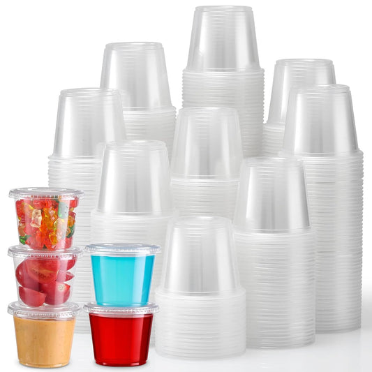 Portion Cups With Lids, 240 Sets - 5.5 oz Airtight, Stackable Souffle Cups, Salad Dressing & Sauce Containers for Lunch, Party, Trips