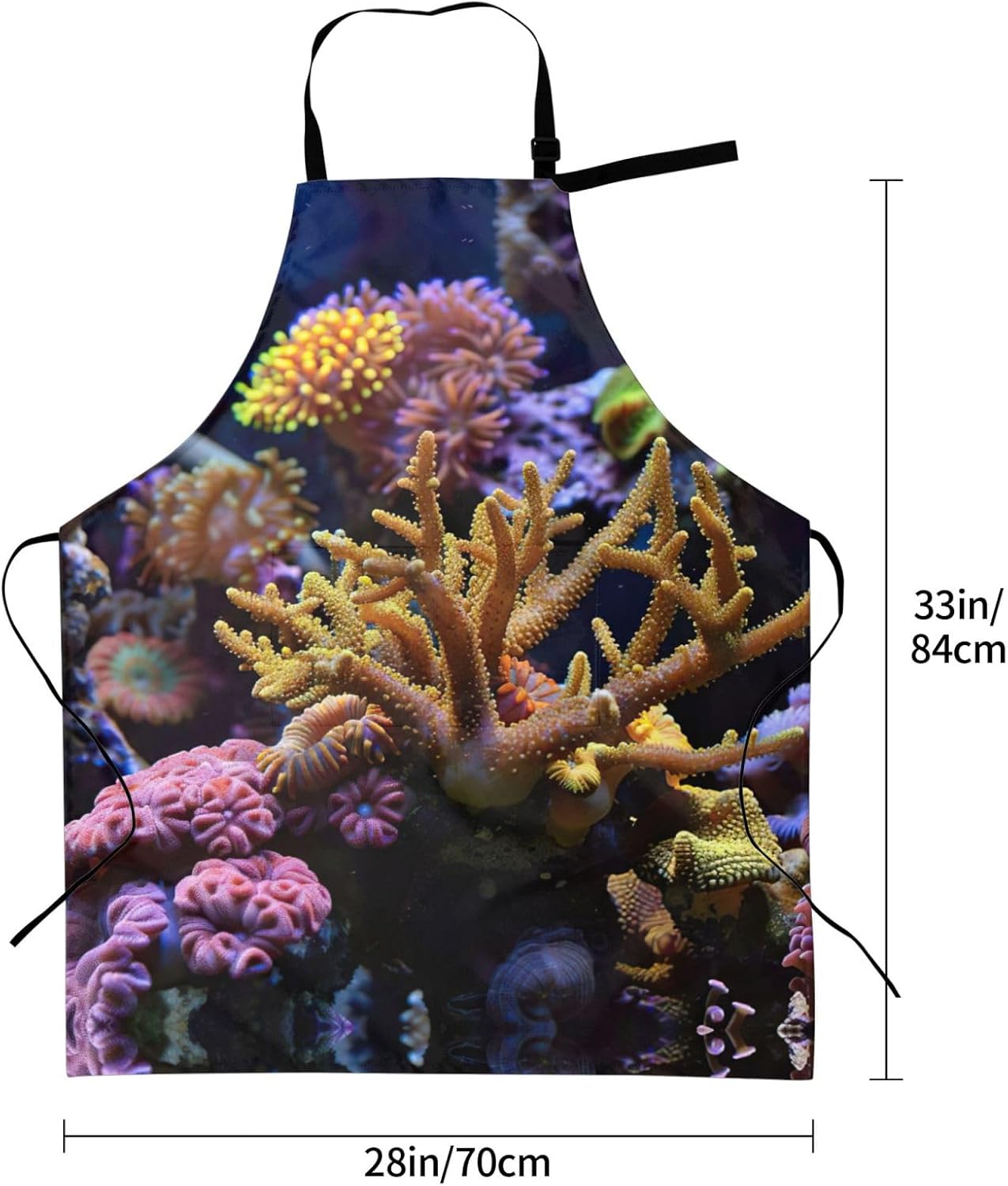 Coral Reef print Waterproof chef's apron with pocket apron for kitchen cooking baking barbecue and gardening