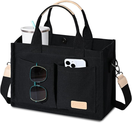 Canvas Tote Bag for Women Crossbody Work Purse with Pockets Top Handle