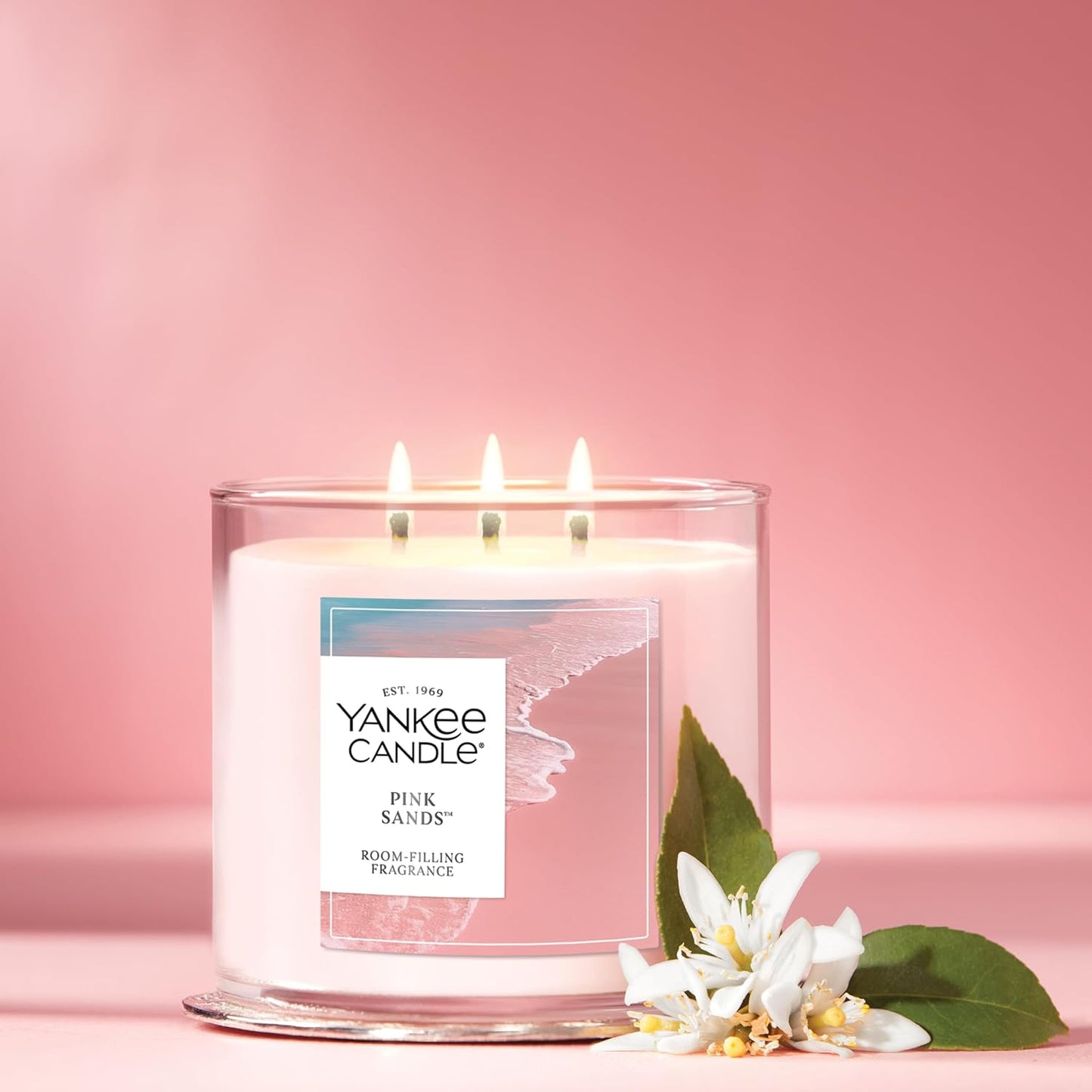 Yankee Candle Pink Sands, Scented Candle, 14.5oz 3-Wick Candle Jar wit