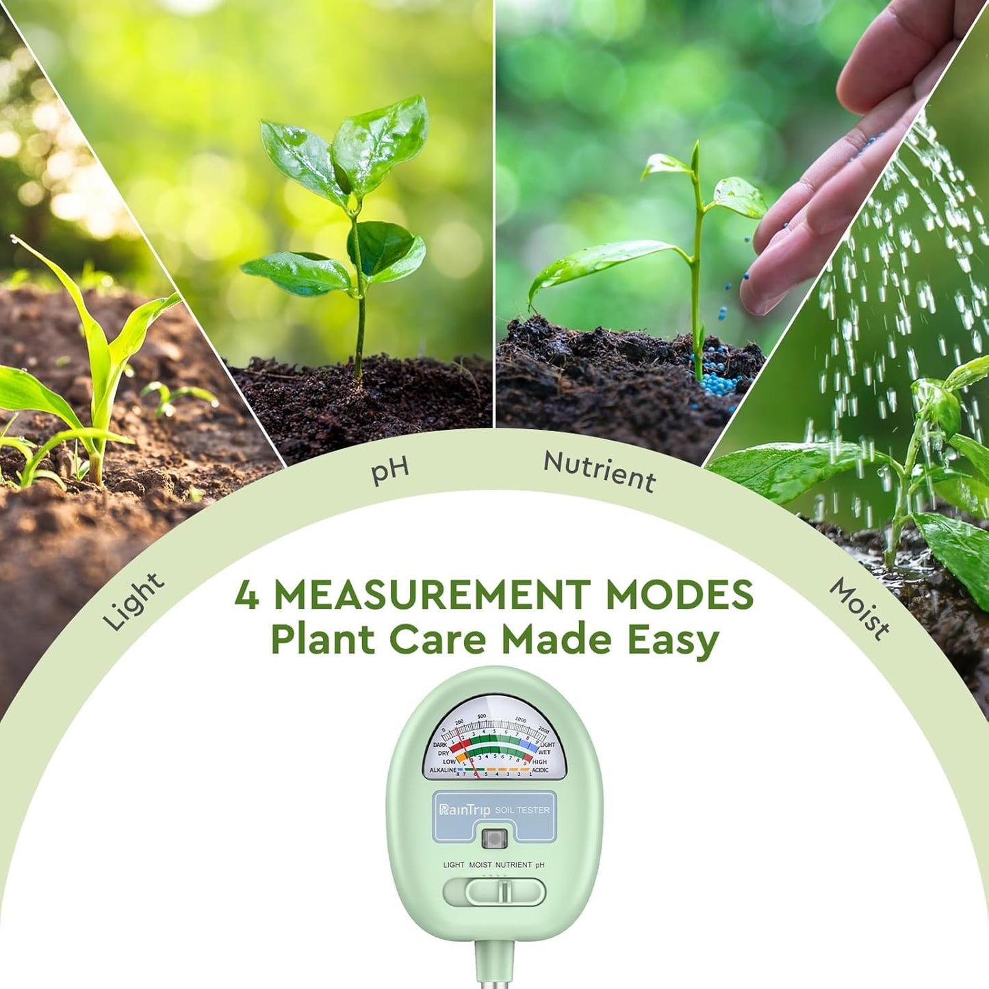 Soil Moisture Meter,4-in-1 Soil Ph Meter, Soil Tester for Moisture, Li