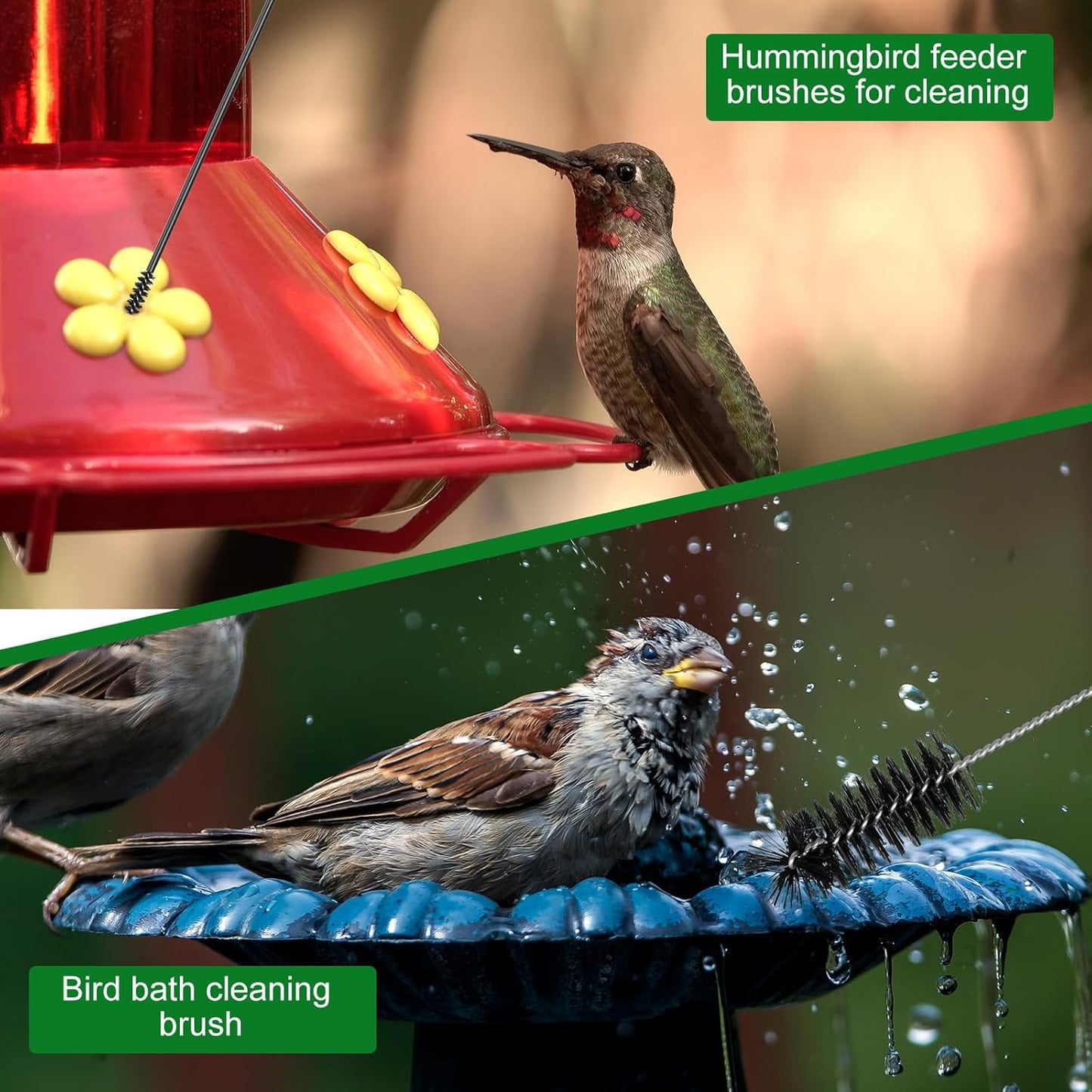 5 Pcs Bird Bath Brush,Bird Bath Cleaning Brush with Ergonomic Handle and PVC Bristles Hummingbird Feeder Cleaning Brush for Bird Feeder Bath Accessories Fountain Outdoor Cleaning