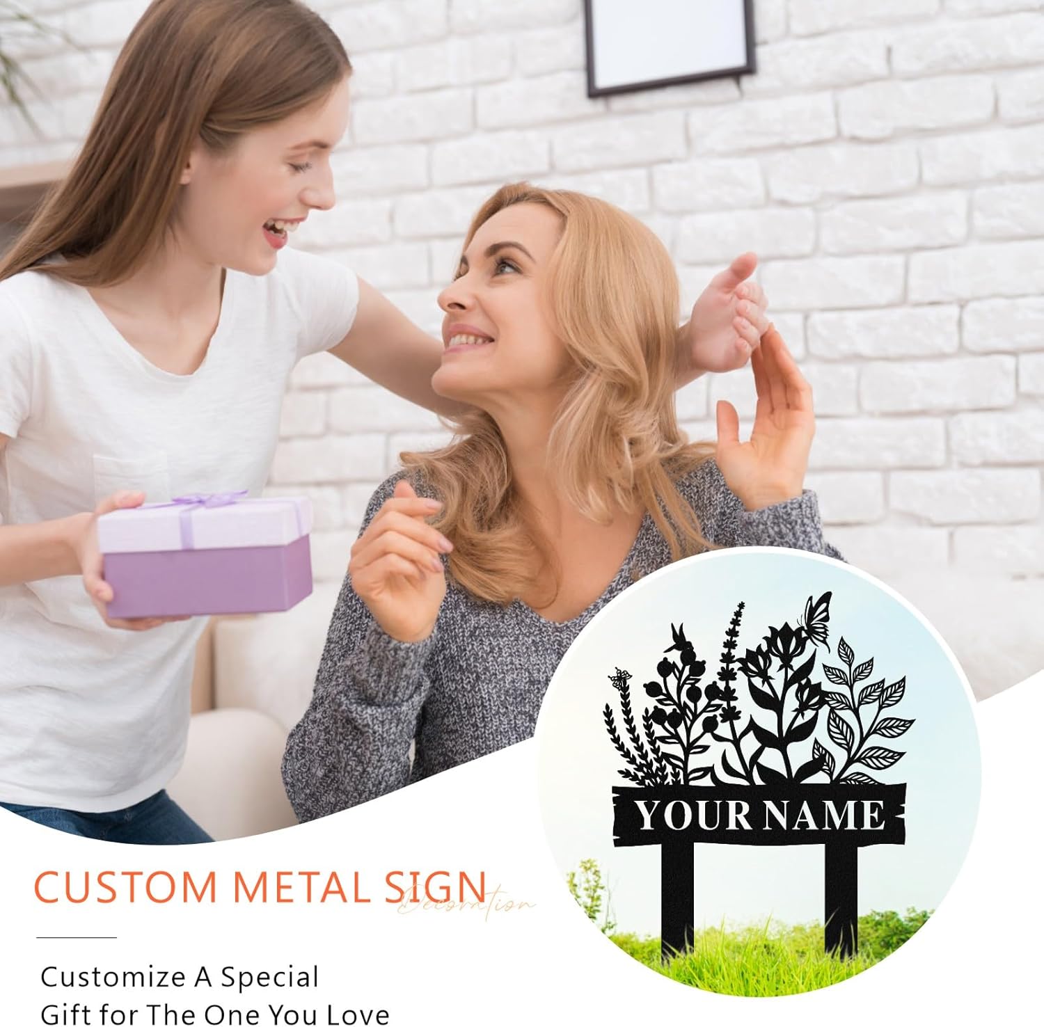 Personalized Garden Signs with Stake, Custom Metal Garden Sign for Out