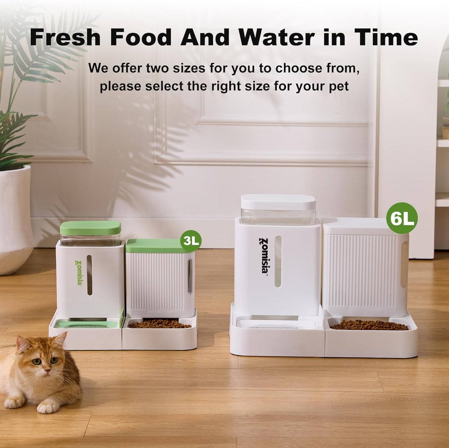 Automatic Cat Feeder and Water Dispenser Set, 2 in 1 Gravity Cat Food 