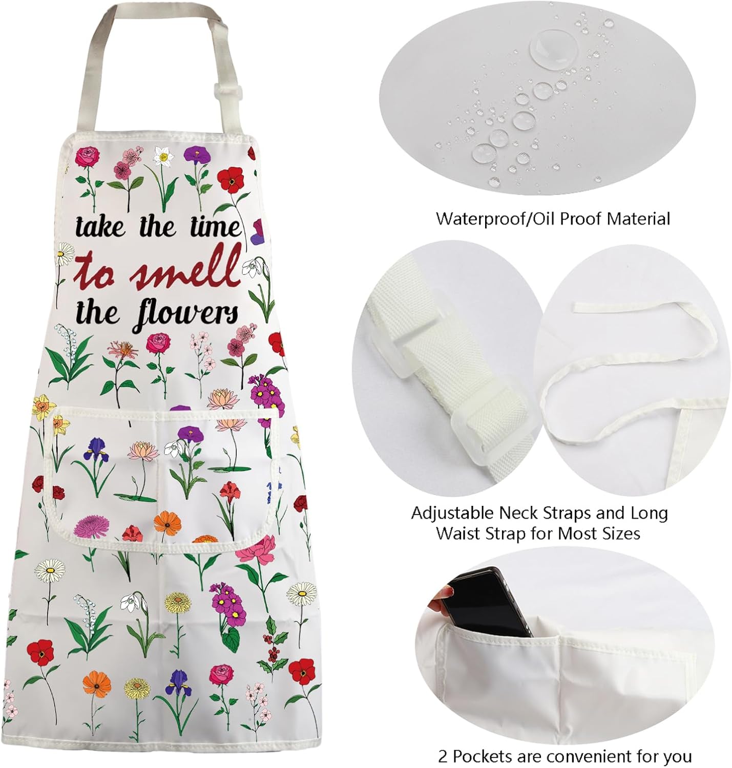 MBMSO Floral Apron with Pockets Flower Gardening Apron Plant Lady Gift For Floral Mom Kitchen Apron Florist Apron Garden Gift