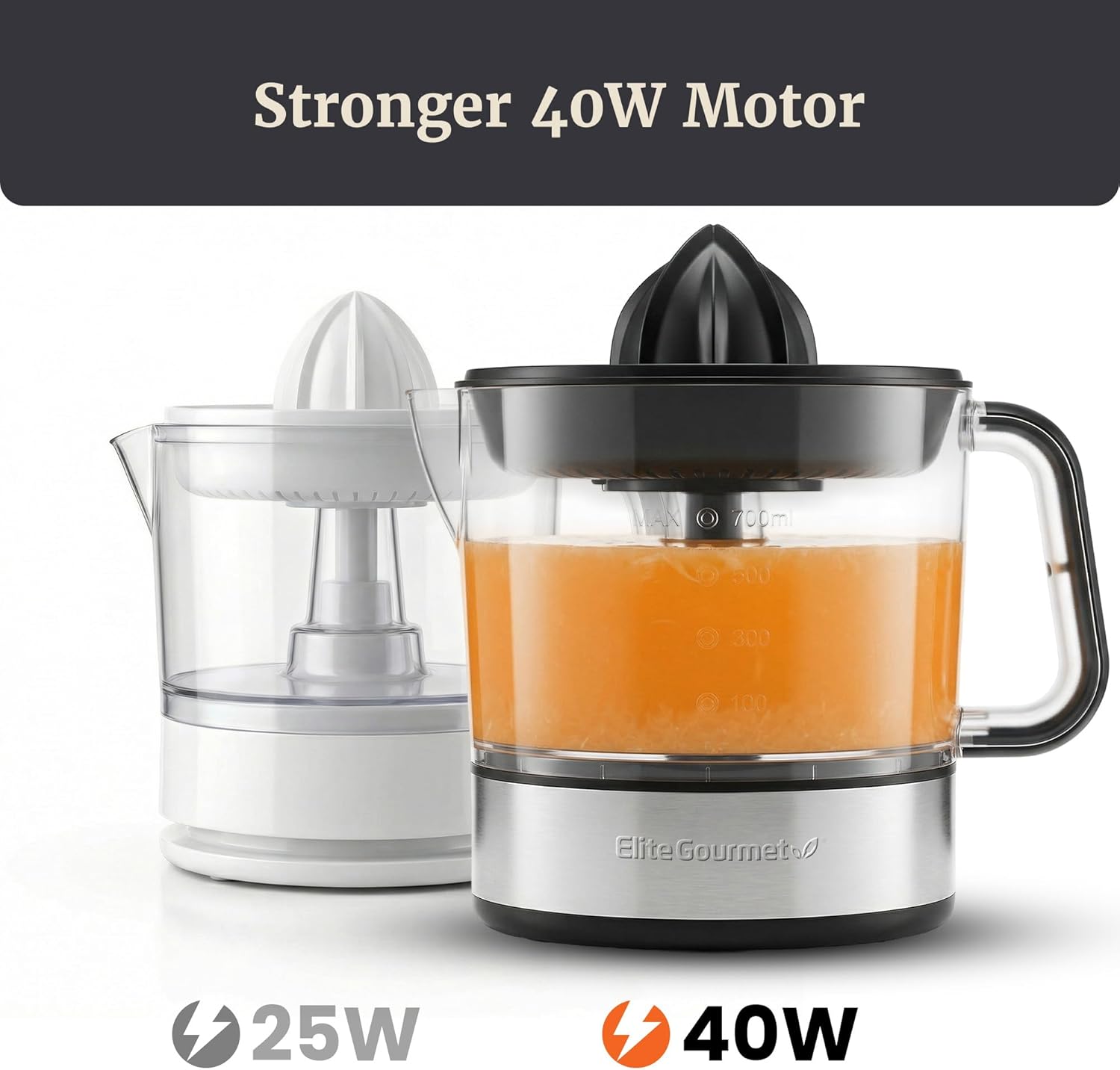 Elite Gourmet ETS623 BPA-Free 40-Watt Electric Citrus Juicer, Compact,