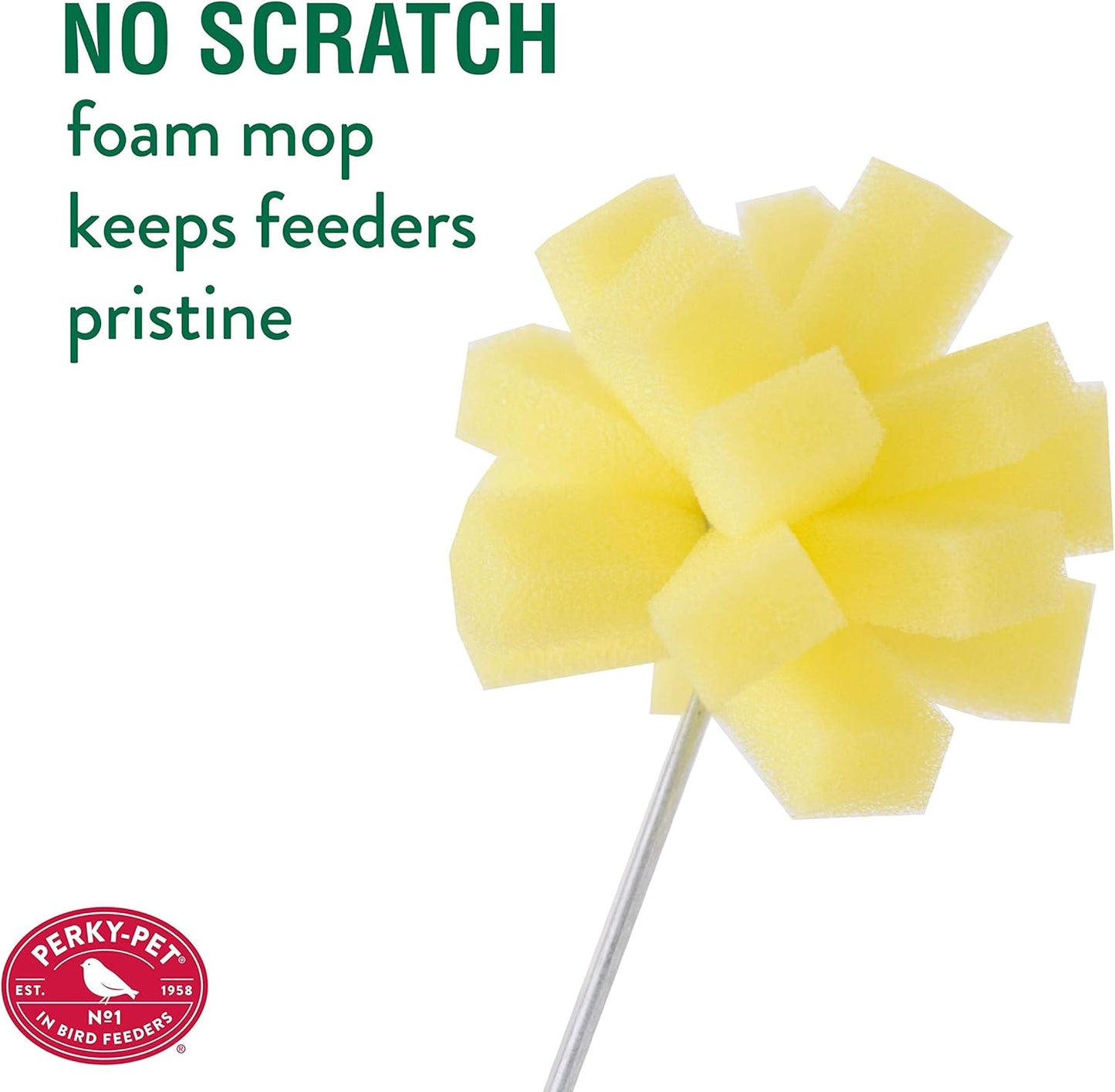 Perky-Pet Bird Feeder Foam Cleaning Mop - 23T - Easily Clean Bird Feeders - No Scratch Foam Mop - Easy to Use, Easy to Store