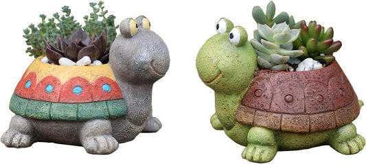 Turtle Planter for Small Plants, Bonsai, Cactus Planter, Mini Succulent Plant Pot Turtle Gift,Set of 2