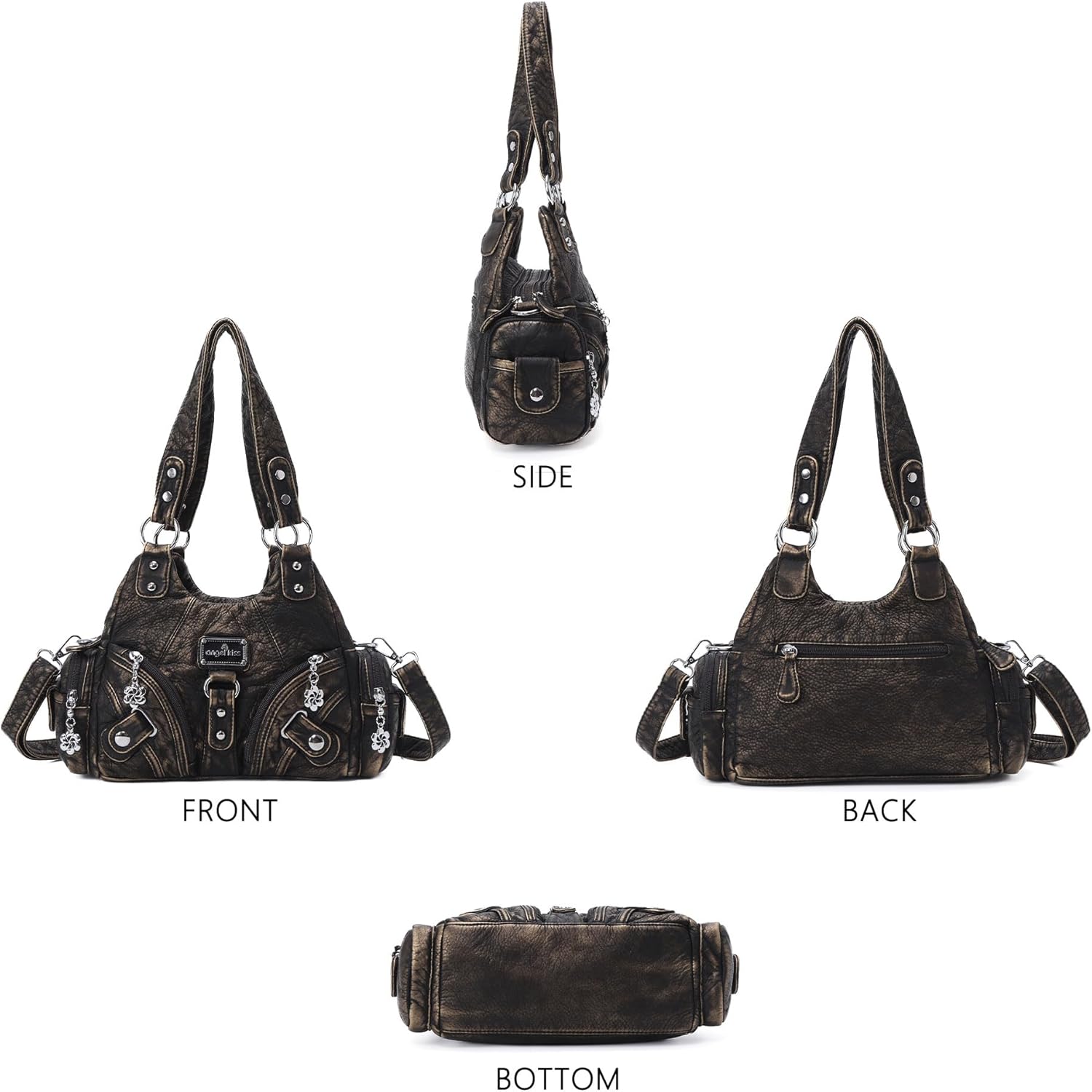 Angel Kiss Purses for Women Small Hobo Shoulder Bags Vagen Leather Mul