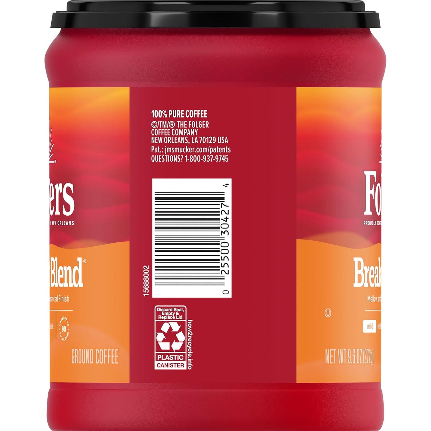 Folgers Breakfast Blend Ground Coffee, Smooth & Mild Coffee, 9.6 Ounce Canister