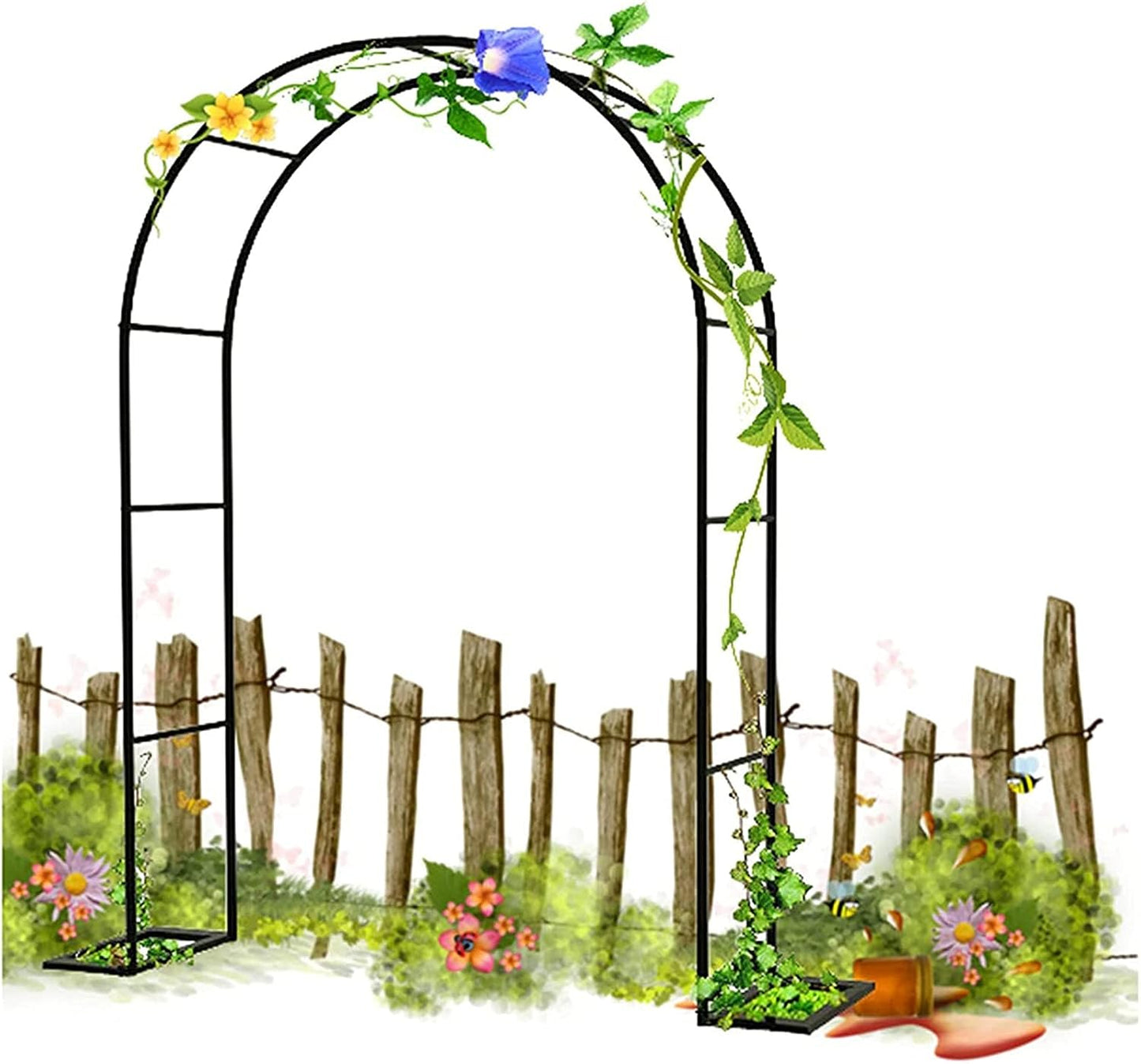 Heavy Duty Metal Garden Arch - Wrought Iron Climbing Plant Trellis, Floral Stand for Weddings & Events, Durable Outdoor Entrance Arbor, Rose Arch Decoration