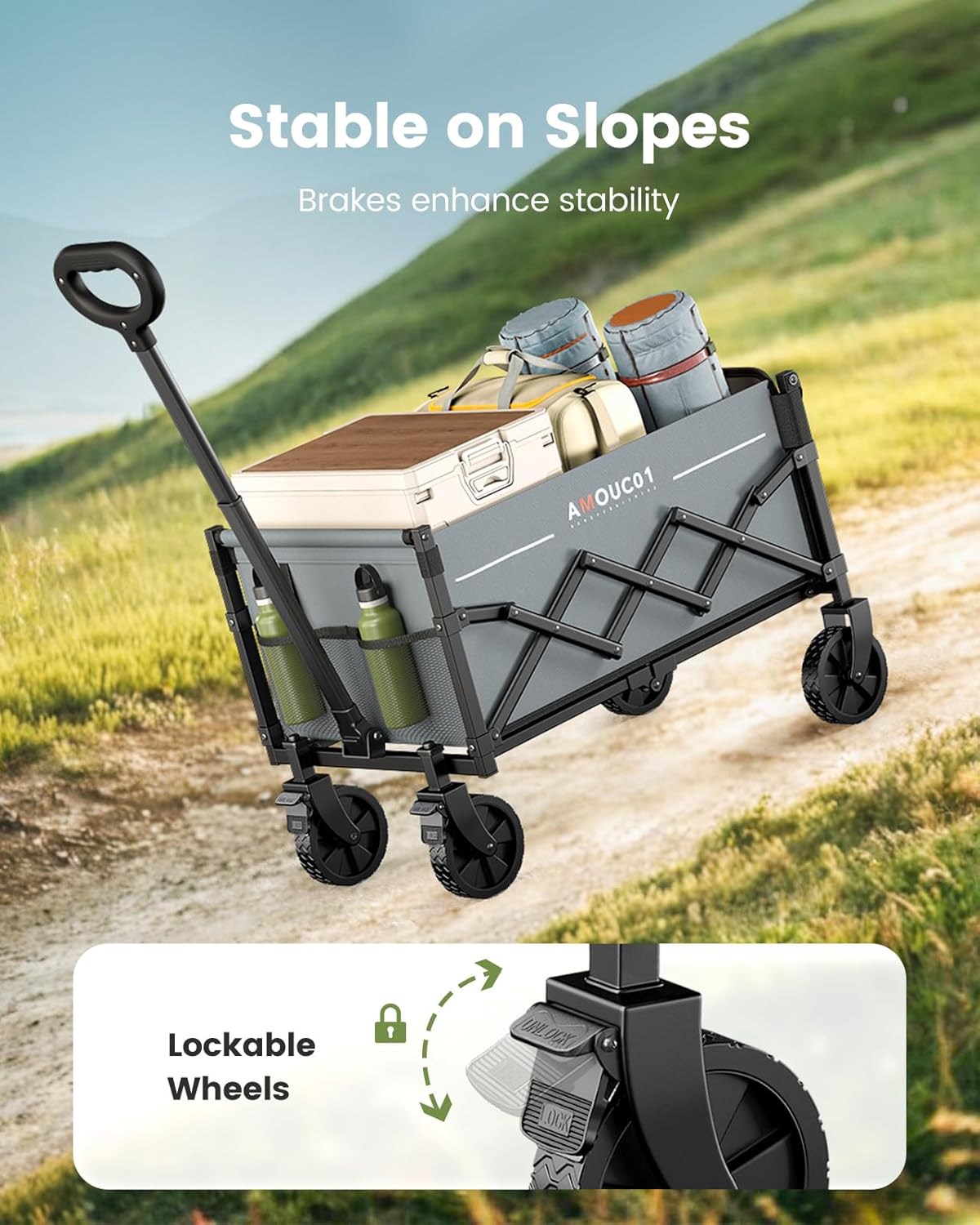 Small Wagon Cart Foldable, Collapsible Wagon with 360 LBS Max Load & E