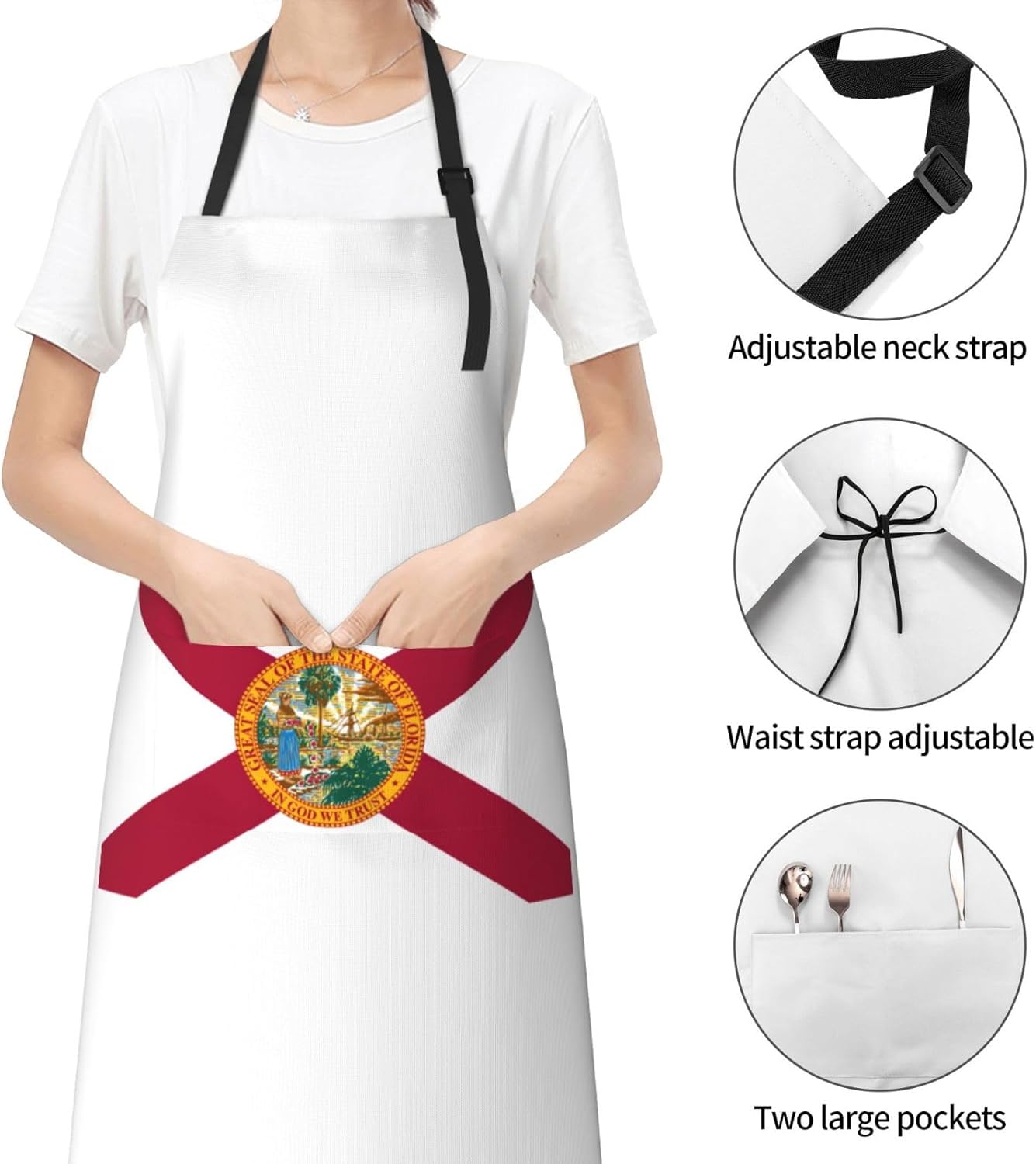 Flag of Florida Print Laundry apron 28x33 In Waterproof Kitchen Apron 