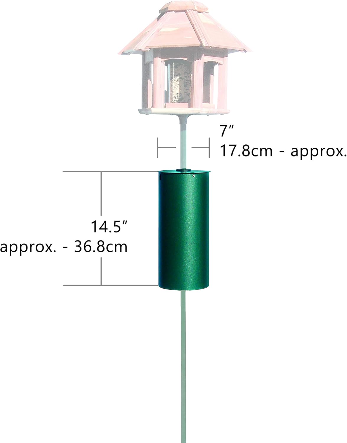 Perky-Pet 341 Metal Pole Squirrel Baffler, Green, 7.1"L x 7.07"W x 14.6"H