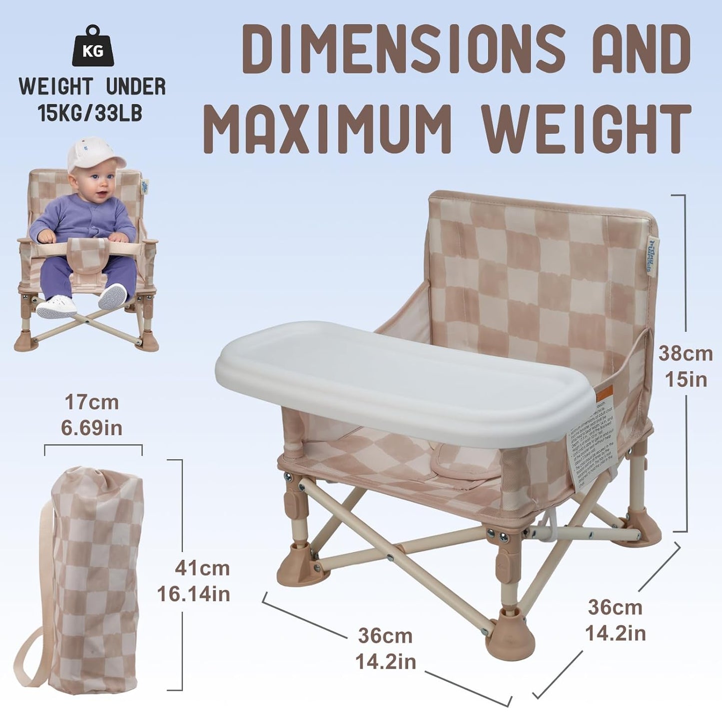 Tiny Marvels Portable 3-in-1 Baby Chair, Cozy Booster Seat, Baby Seat 
