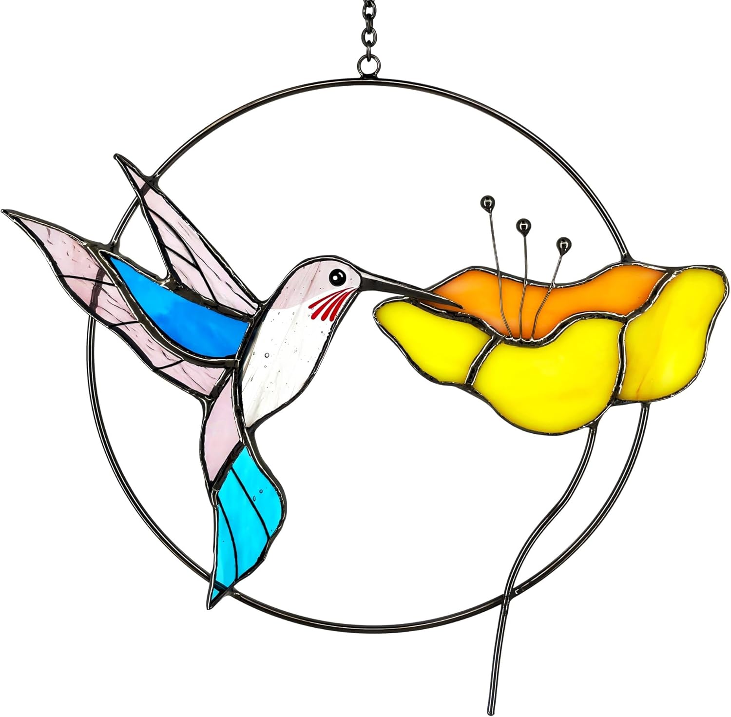 Hummingbird Stained Glass Bird Suncatcher for Mom, Grandma, Women - Re