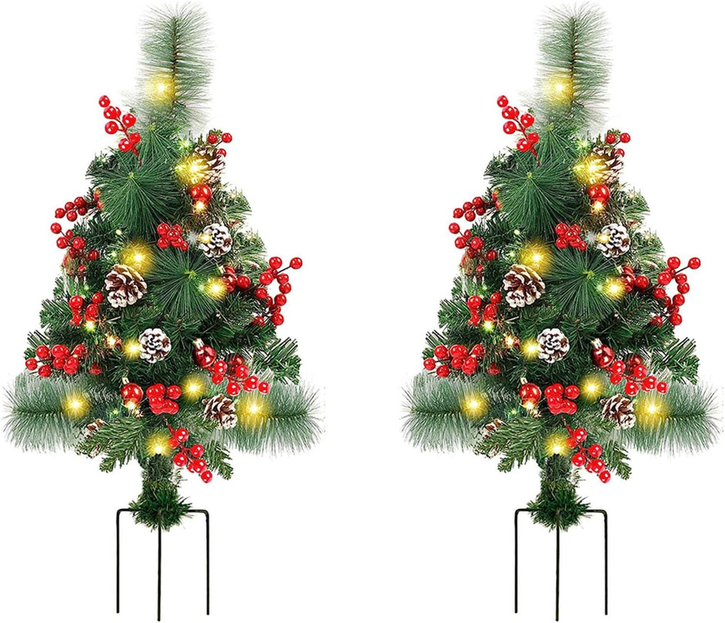 ZJchao Solar Xmas Tree Garden Stake Lights Outdoor Christmas Decorations Energy Saving Automatic Solar Powered LED Yard Decor for Garden Patio Lawn Holiday Decoration (03)