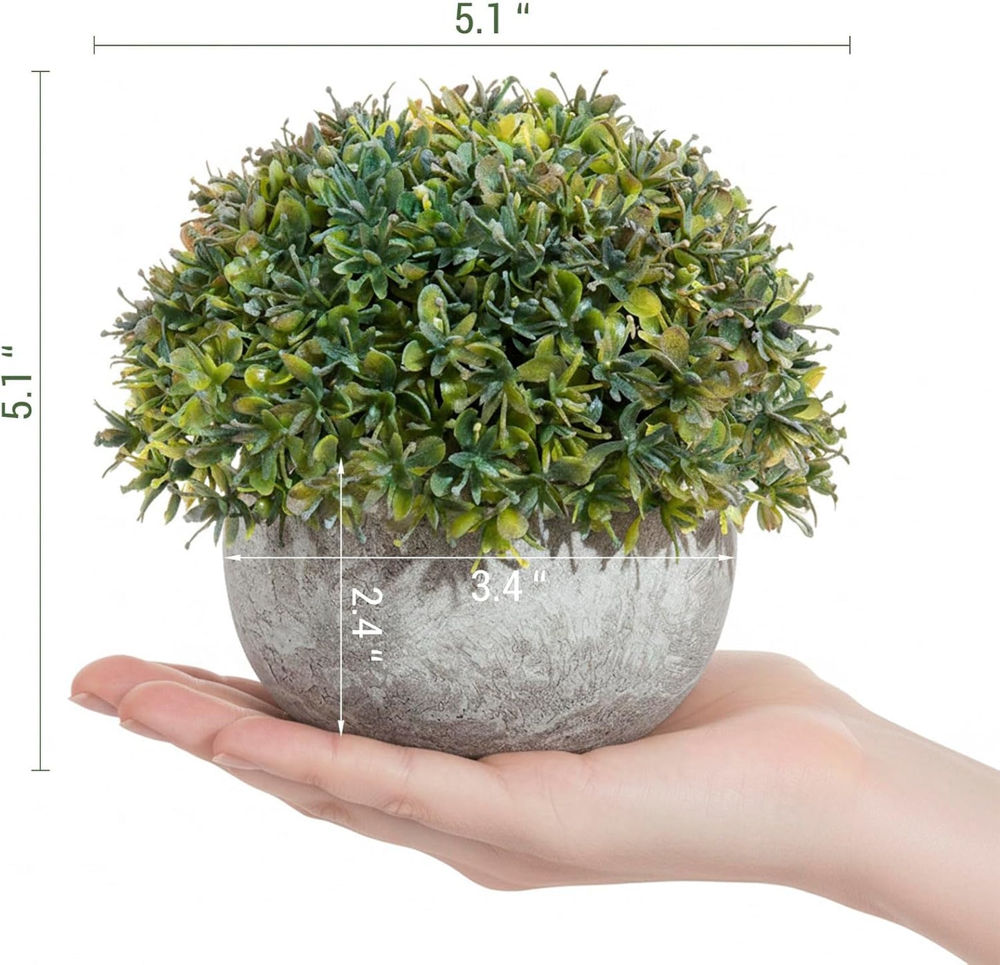 MyGift 5-Inch Artificial Topiary Ball Plant with Round Natural Paper Planter Pot – Small Faux Greenery Home and Office Desk Decoration