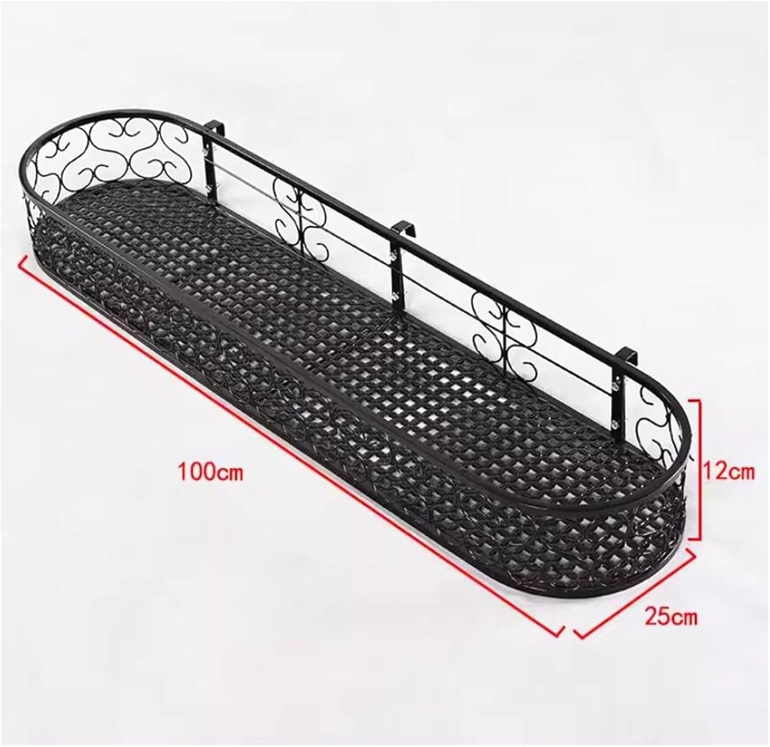 Multi-Size Railing Planter Pots - Black Fence Planters, Decorative Han