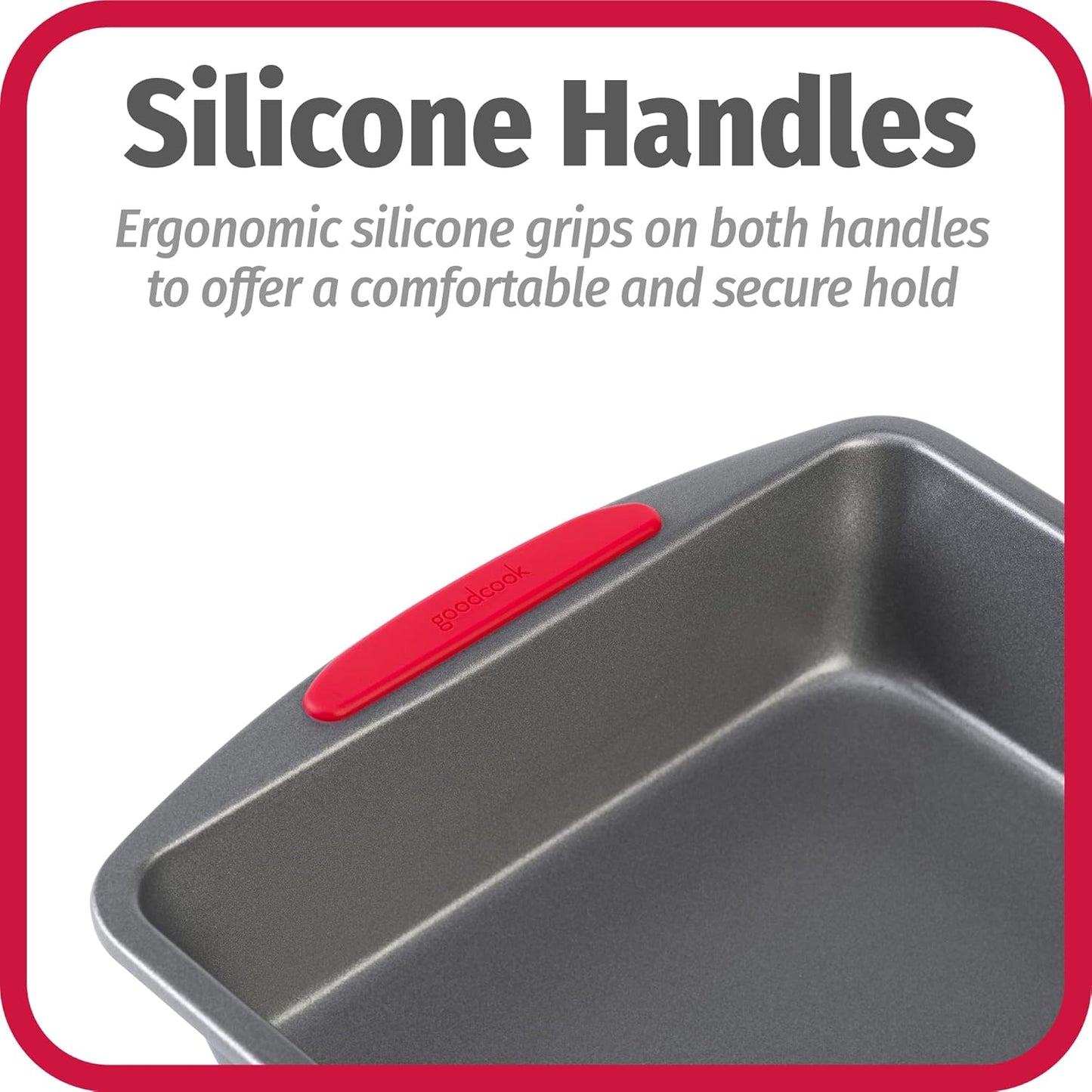 GoodCook MegaGrip Baking Pan with Silicone Grip Handles Square Non-Sti