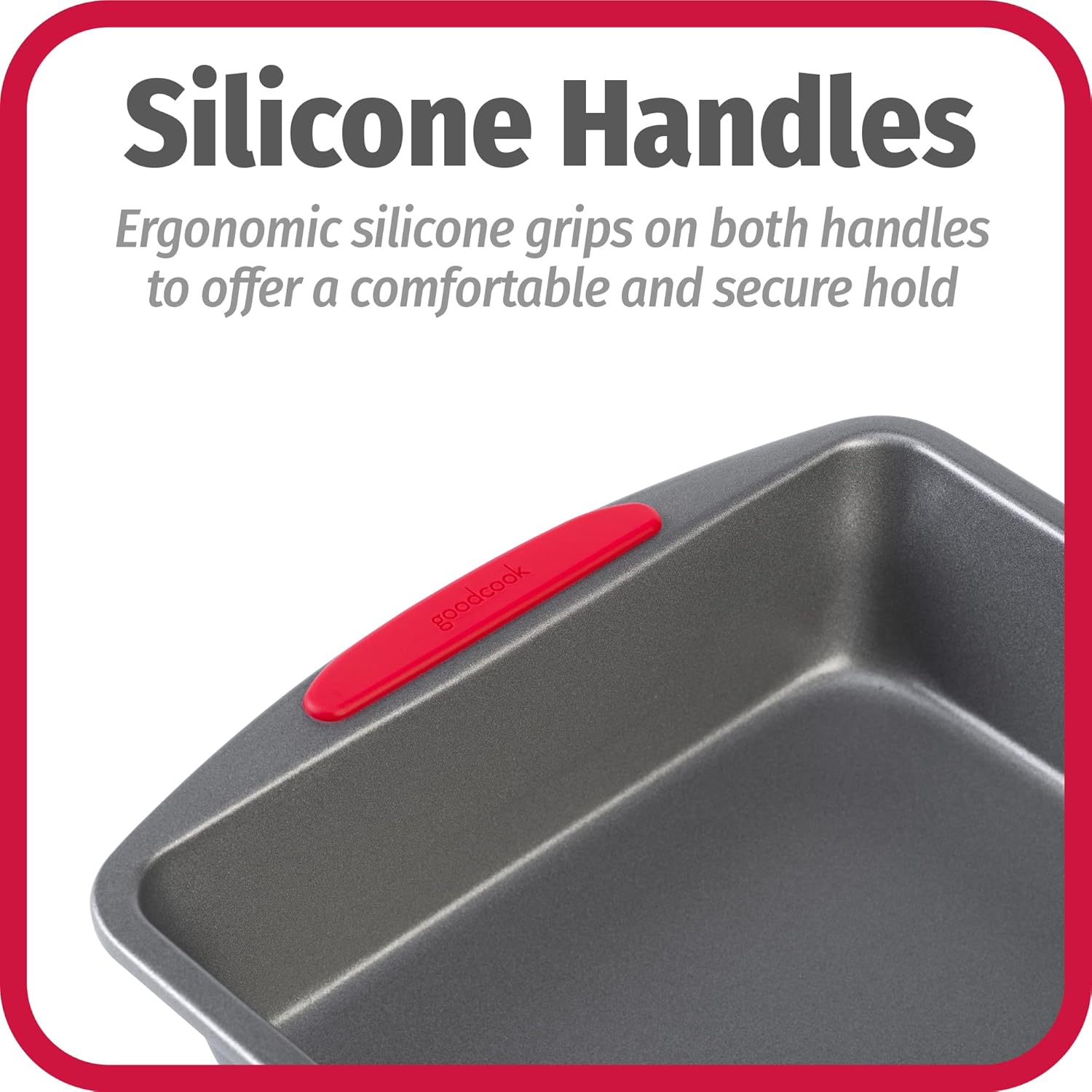 GoodCook MegaGrip Baking Pan with Silicone Grip Handles Square Non-Sti