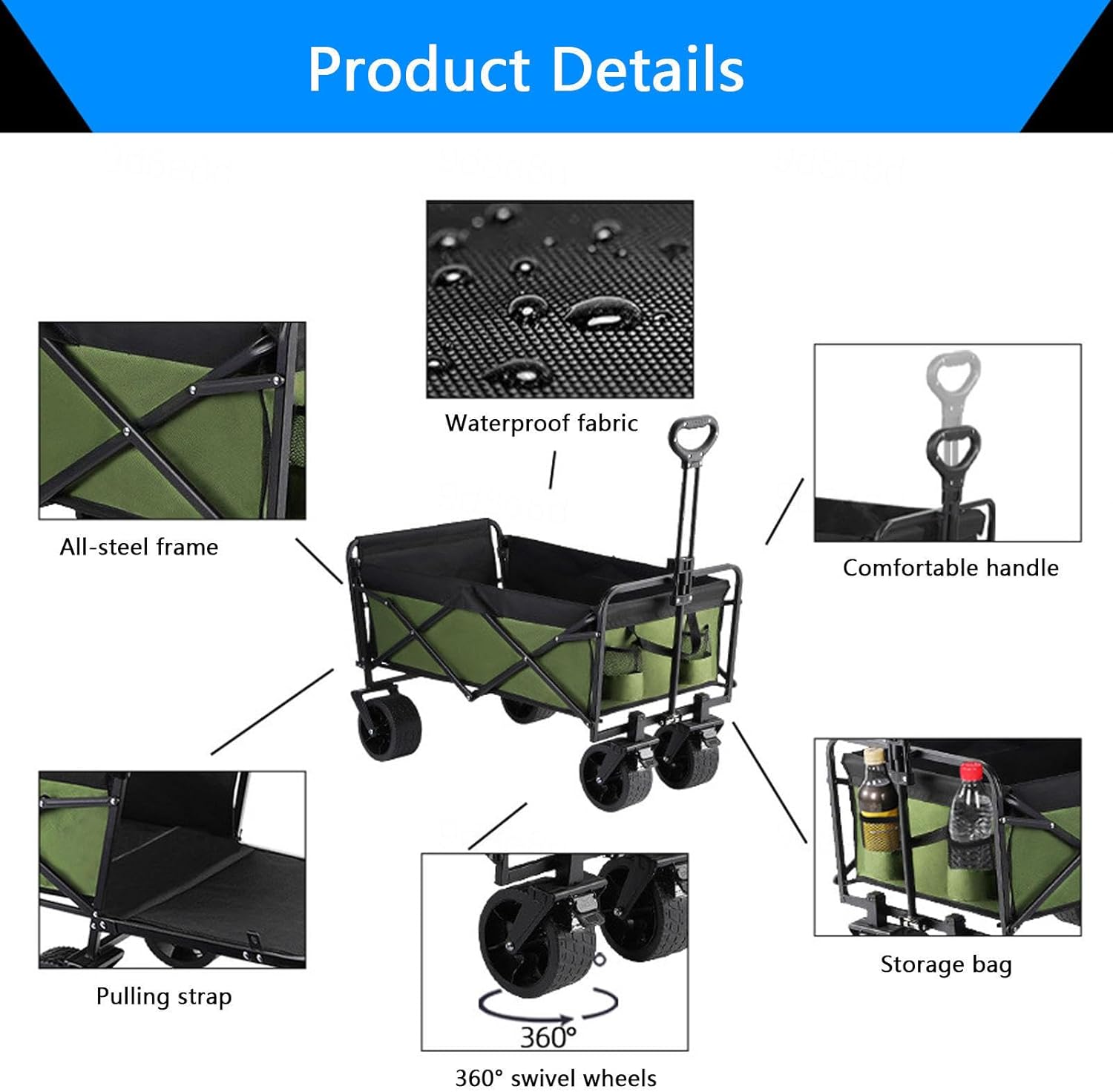 Folding Festival Cart on Wheels, Heavy-Duty 250kg Capacity, Expandable