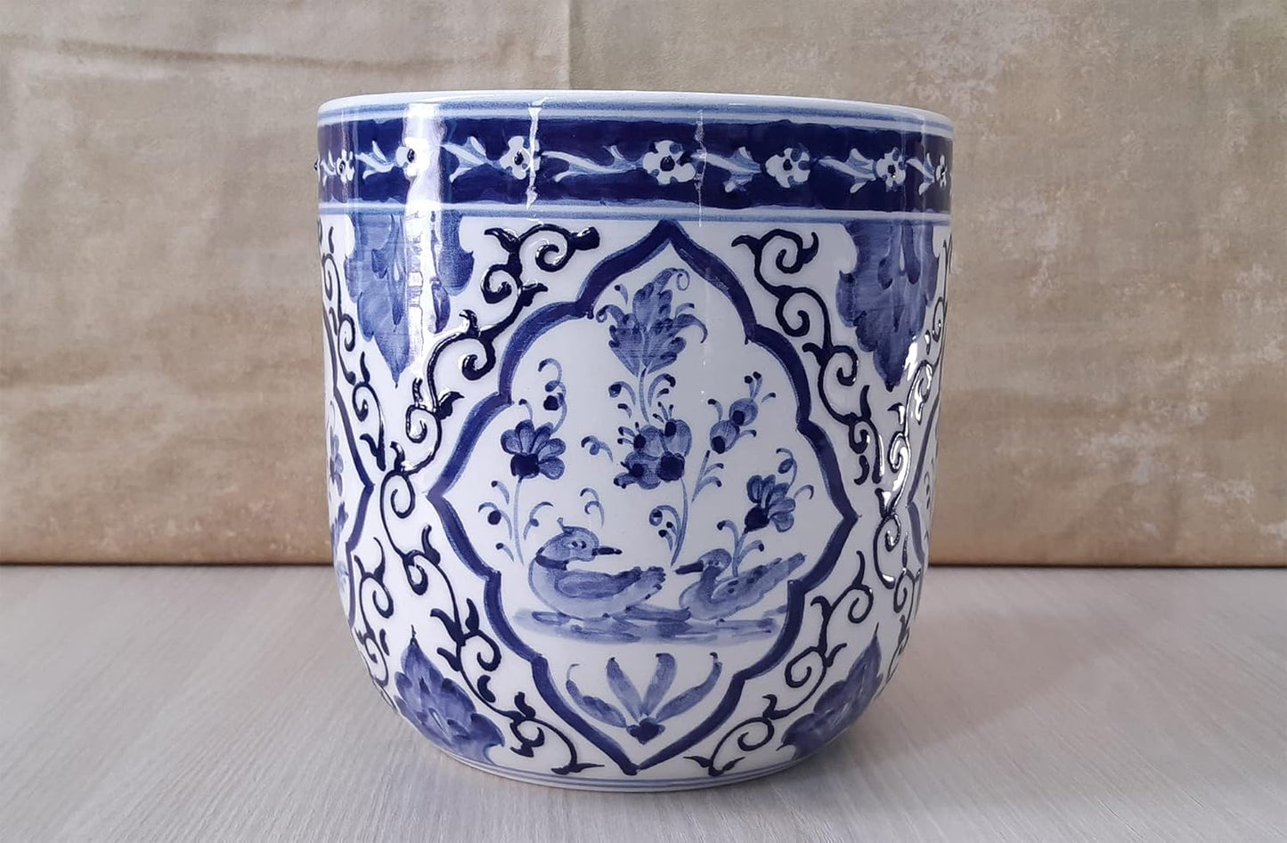 Handmade Ceramic Planter Pot, Chinoiserie Planter Pot, Bleu-Blanc Planter Pot, Blue and White Succulent Pot