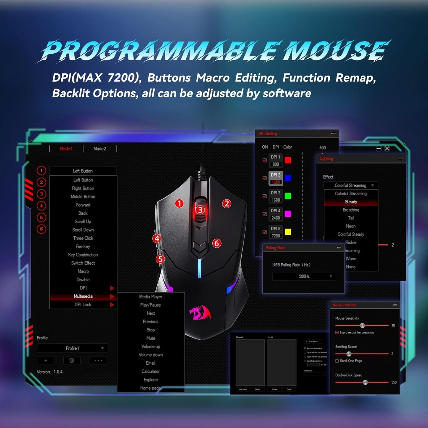Redragon S101-3 PRO Gaming Keyboard and Mouse, RGB Backlit Programmabl