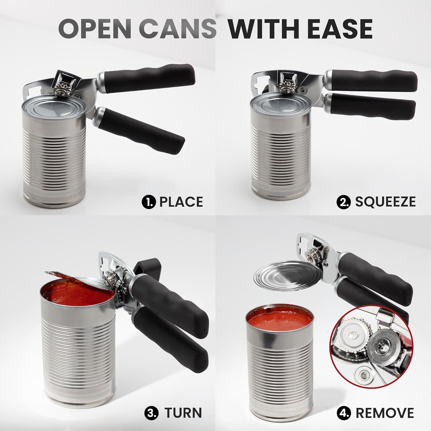 Zulay Kitchen Heavy Duty Stainless Steel Can Opener Manual with Bottle