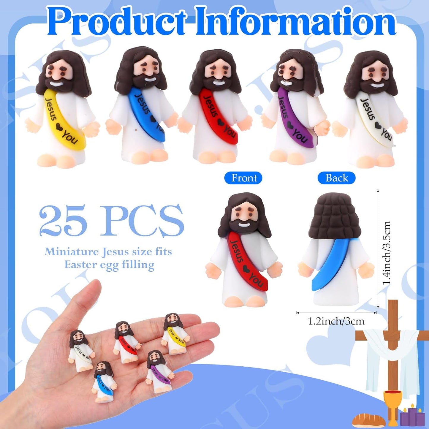 Bememo 25 Pcs Little Jesus Figures, Mini Jesus Loves You Figures, Orig