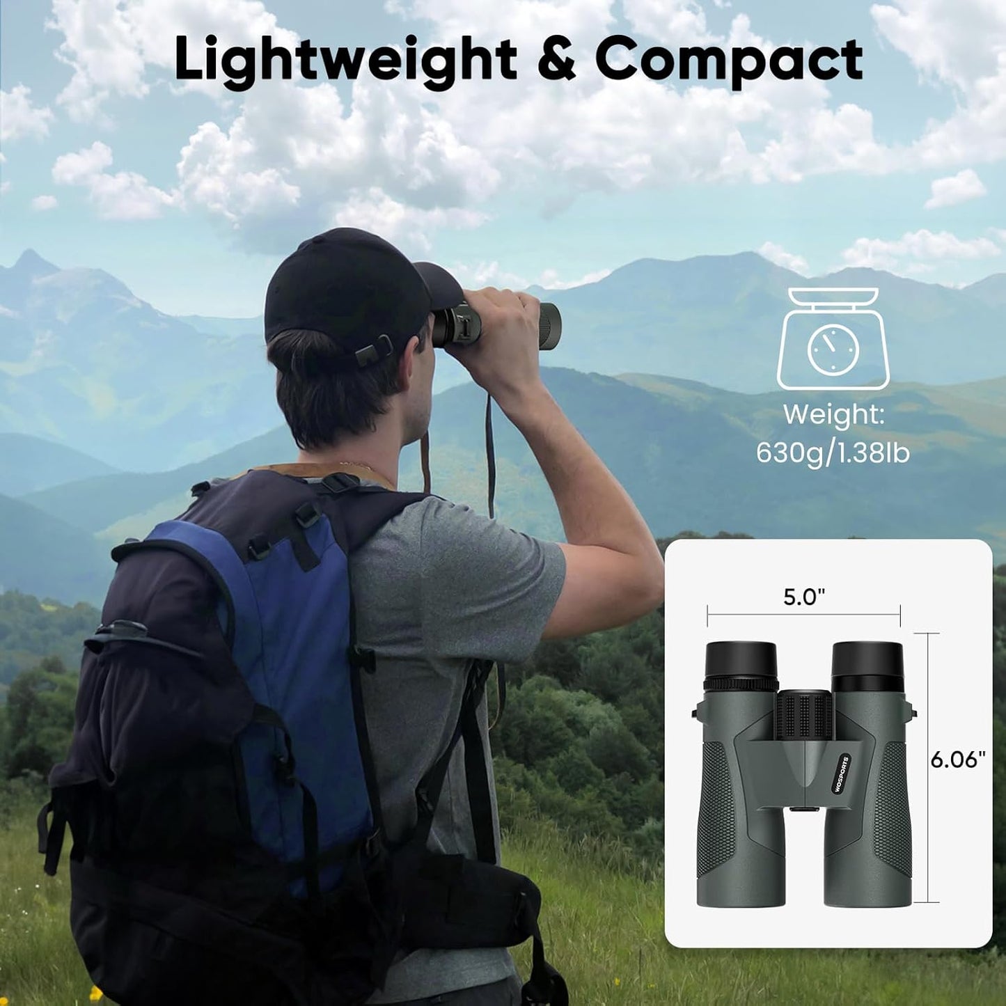 WOSPORTS 10x42 Binoculars for Adults - IP67 Waterproof Binoculars for 