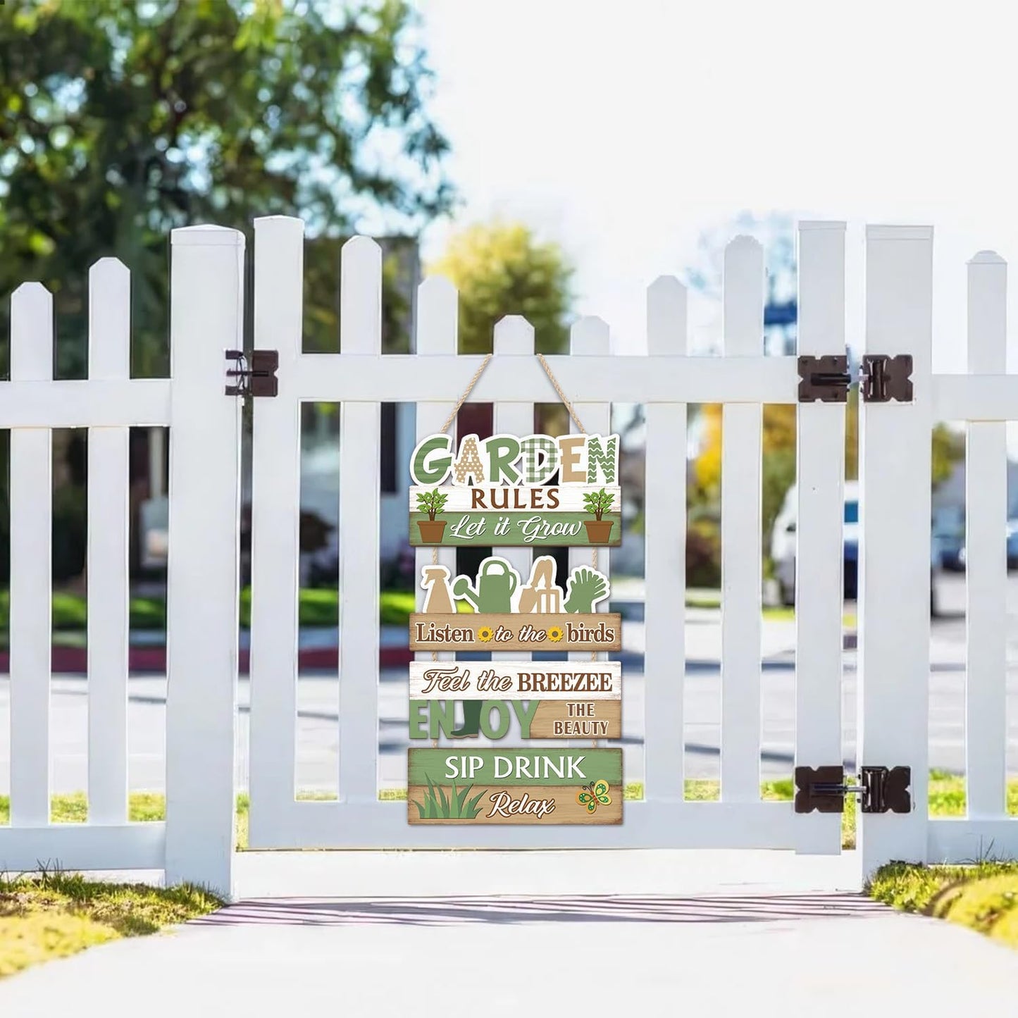 IARTTOP Garden Rules Hanging Sign Let It Grow Wooden Plaque Garden Hom