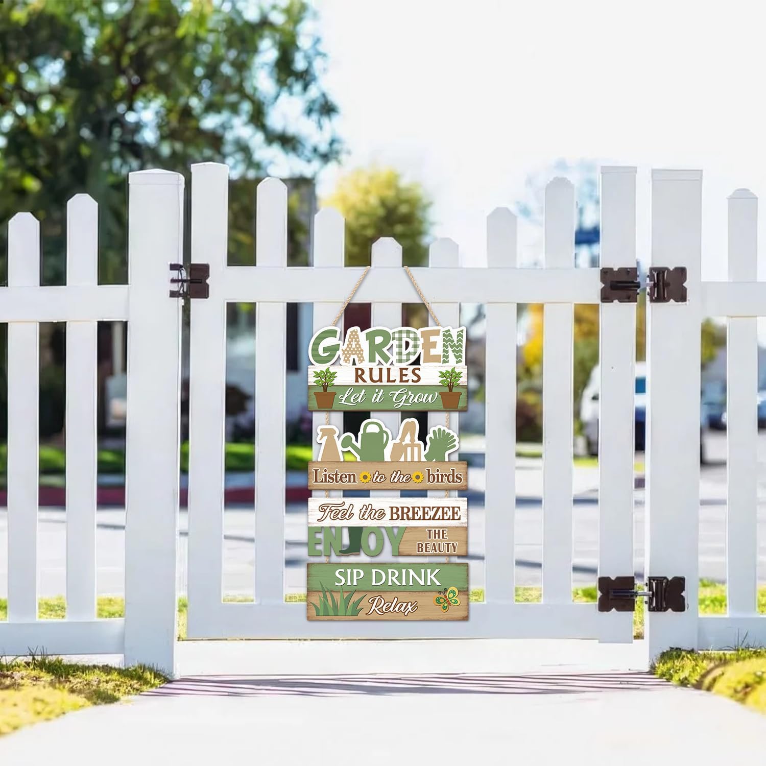 IARTTOP Garden Rules Hanging Sign Let It Grow Wooden Plaque Garden Hom