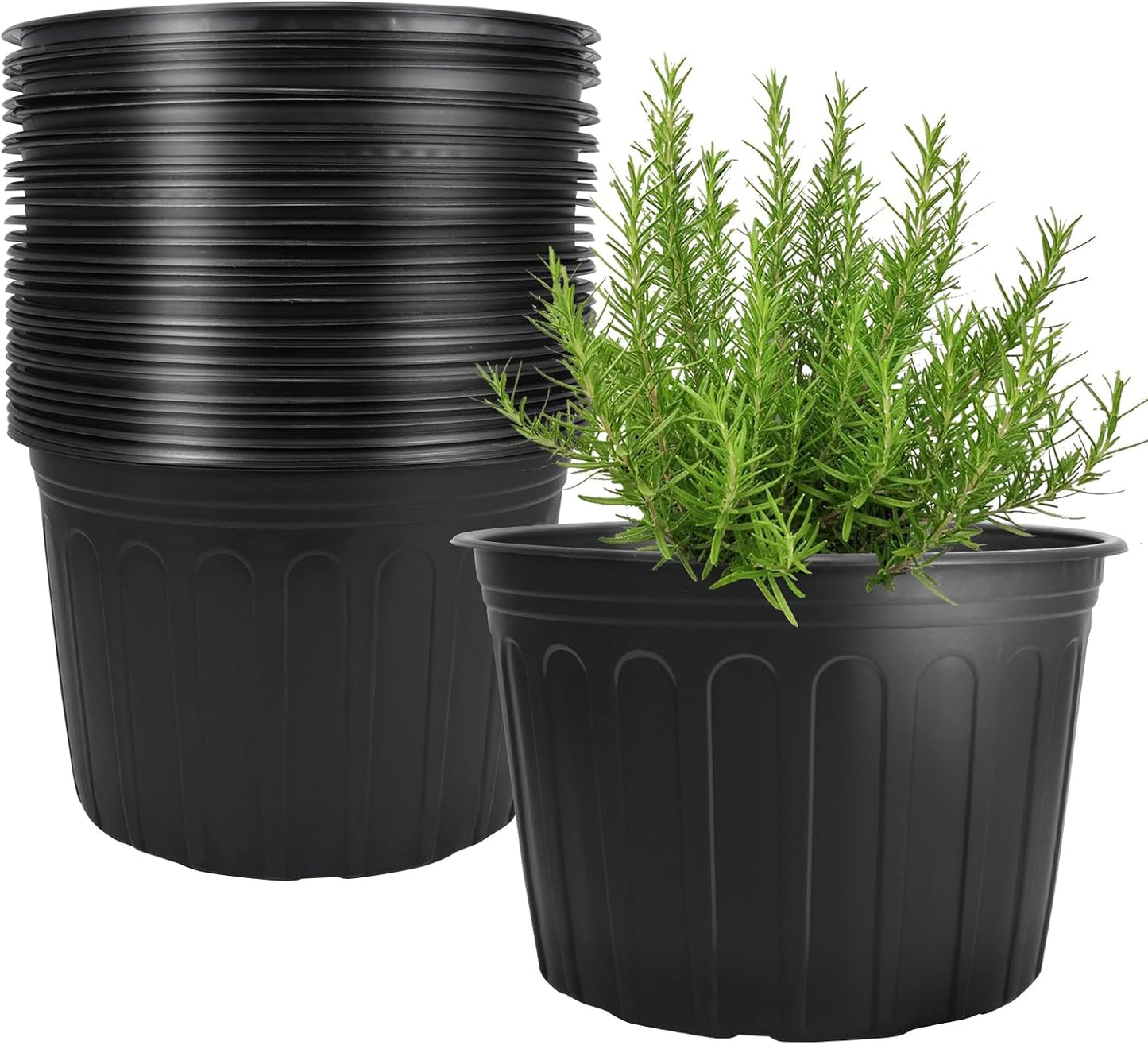 30 Pack 5 Gallon Plastic Nursery Pots,12.8 Inch Thickened Soft Plant P