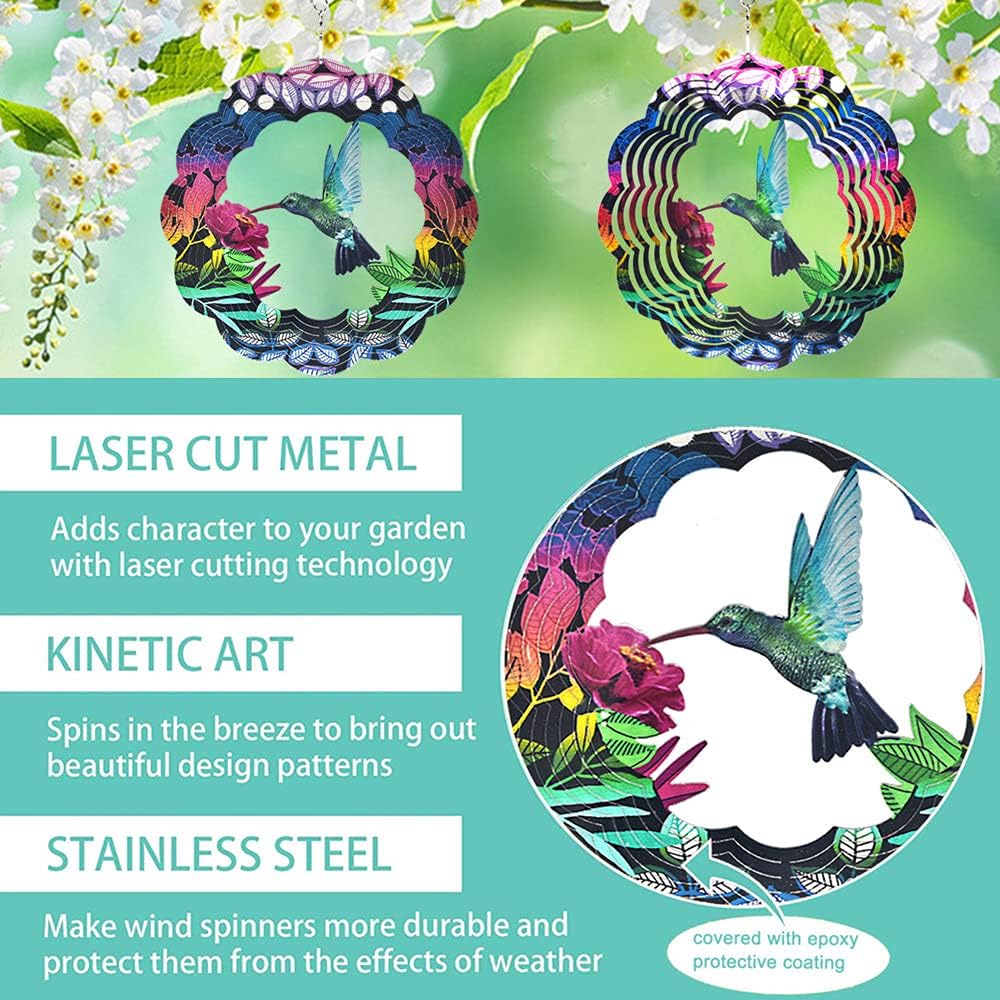 UOUDIO Stainless Steel Wind Spinner- 3D Indoor Outdoor Garden Decorati