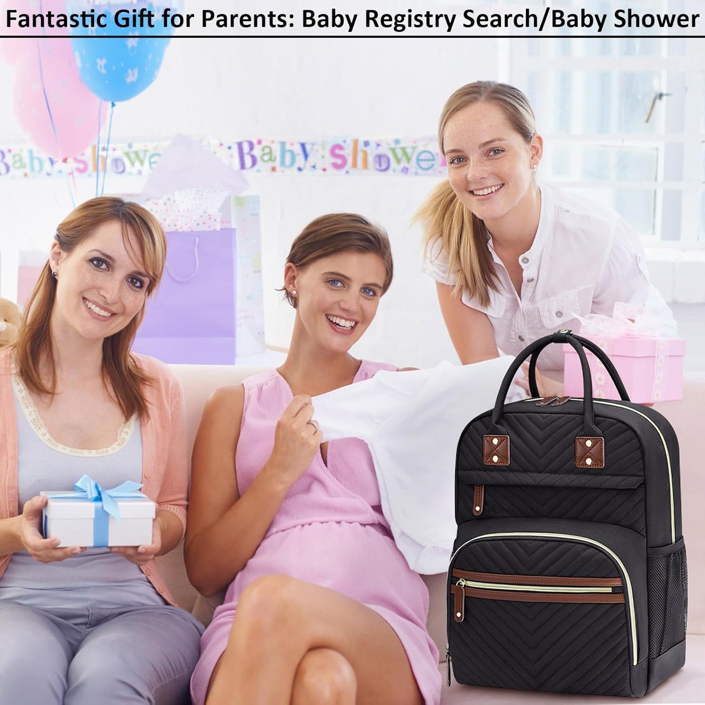 Diaper Bag Backpack for Women Large Capacity with Insulated Pockets Mu