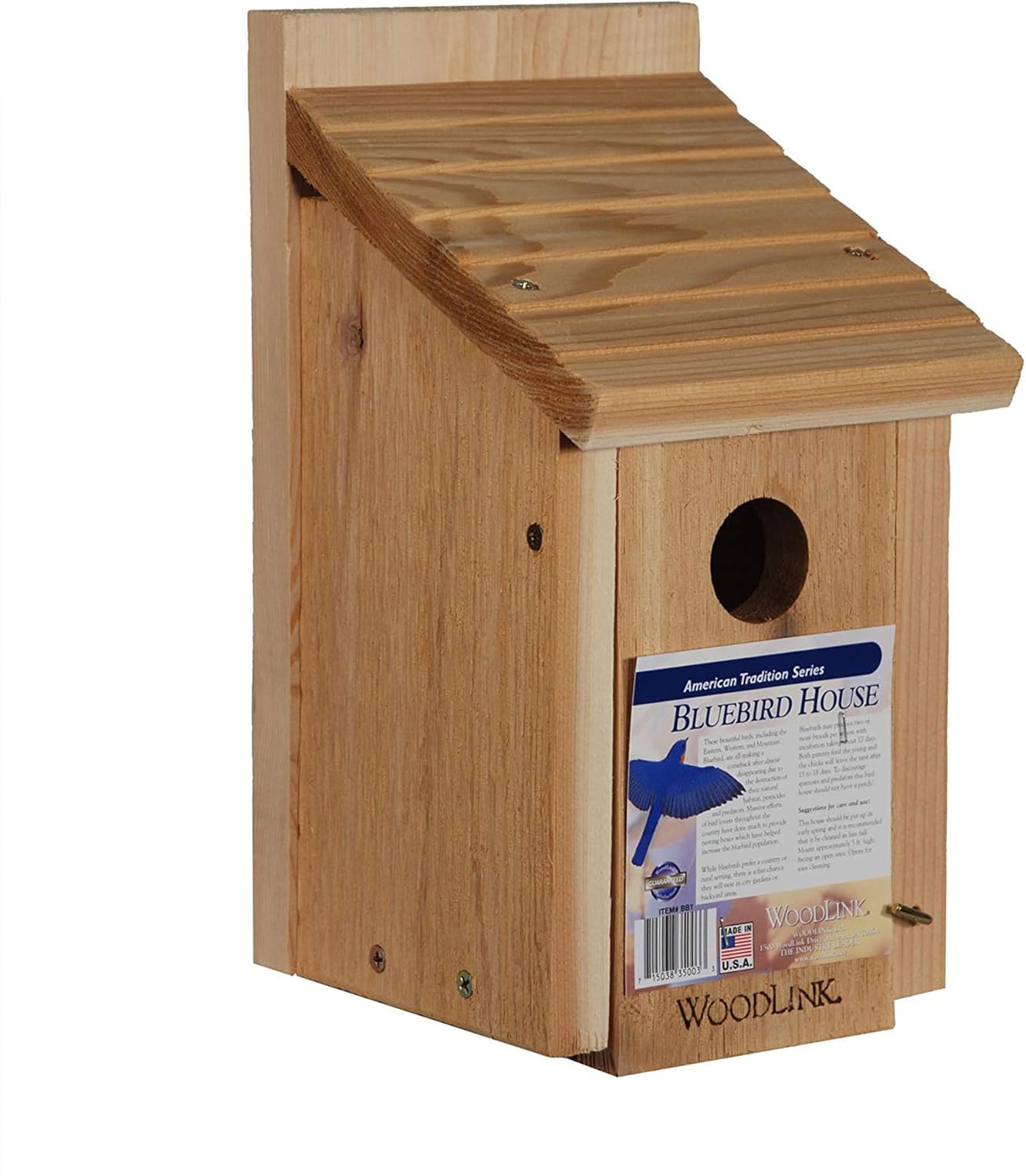 Woodlink Wooden Bluebird House - Model BB1 7.5" x 7.25" x 13"
