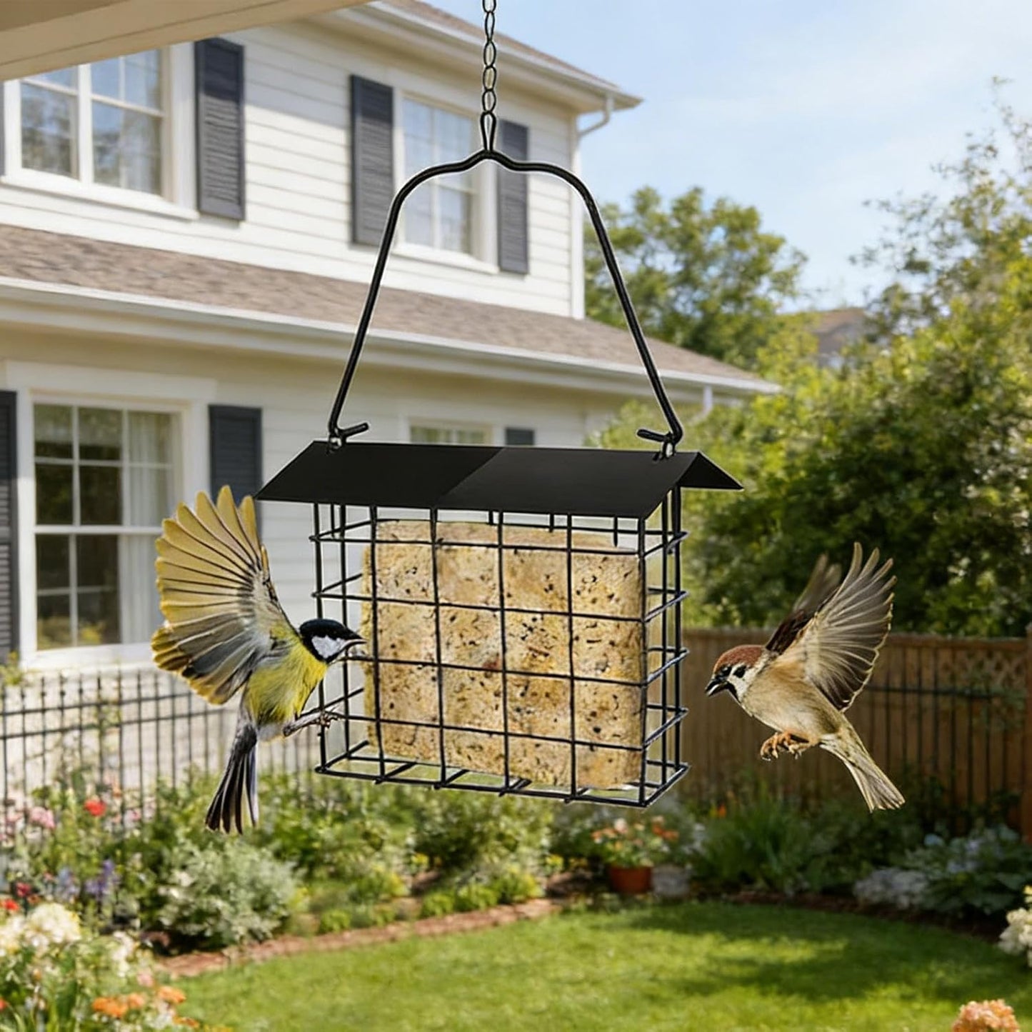 Bird Feeders for Outside, Metal Hummingbird Feeder Waterproof Bird Food Holder for Garden, Backyard, Balcony, Apartment, Fence, Porch, Patio, Outdoor