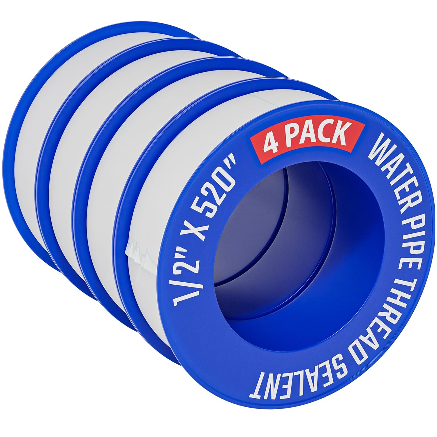 Teflon Tape 4 Rolls 1/2 Inch(W) X 520 Inches(L) Teflon Duct Sealant Ta