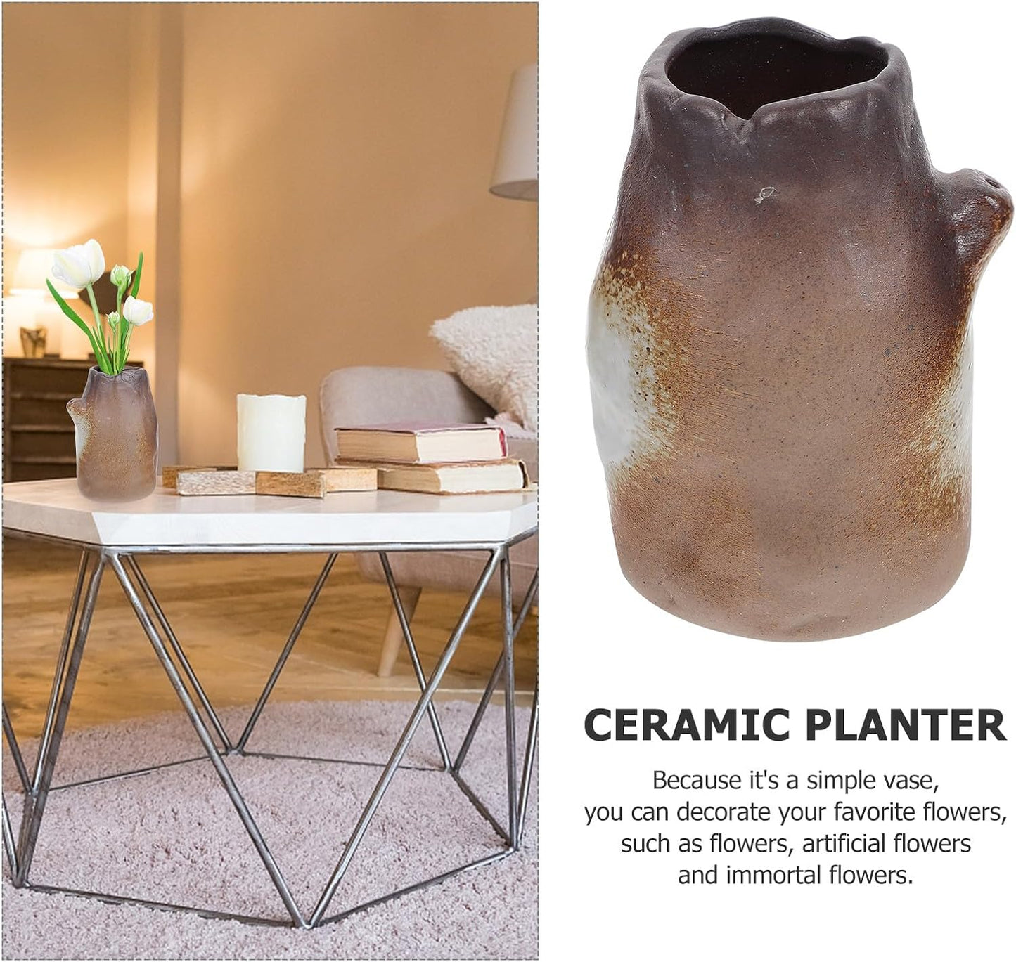 Milisten Ceramic Flower Pot Vintage Stoneware Vase for Desktop Hydrang