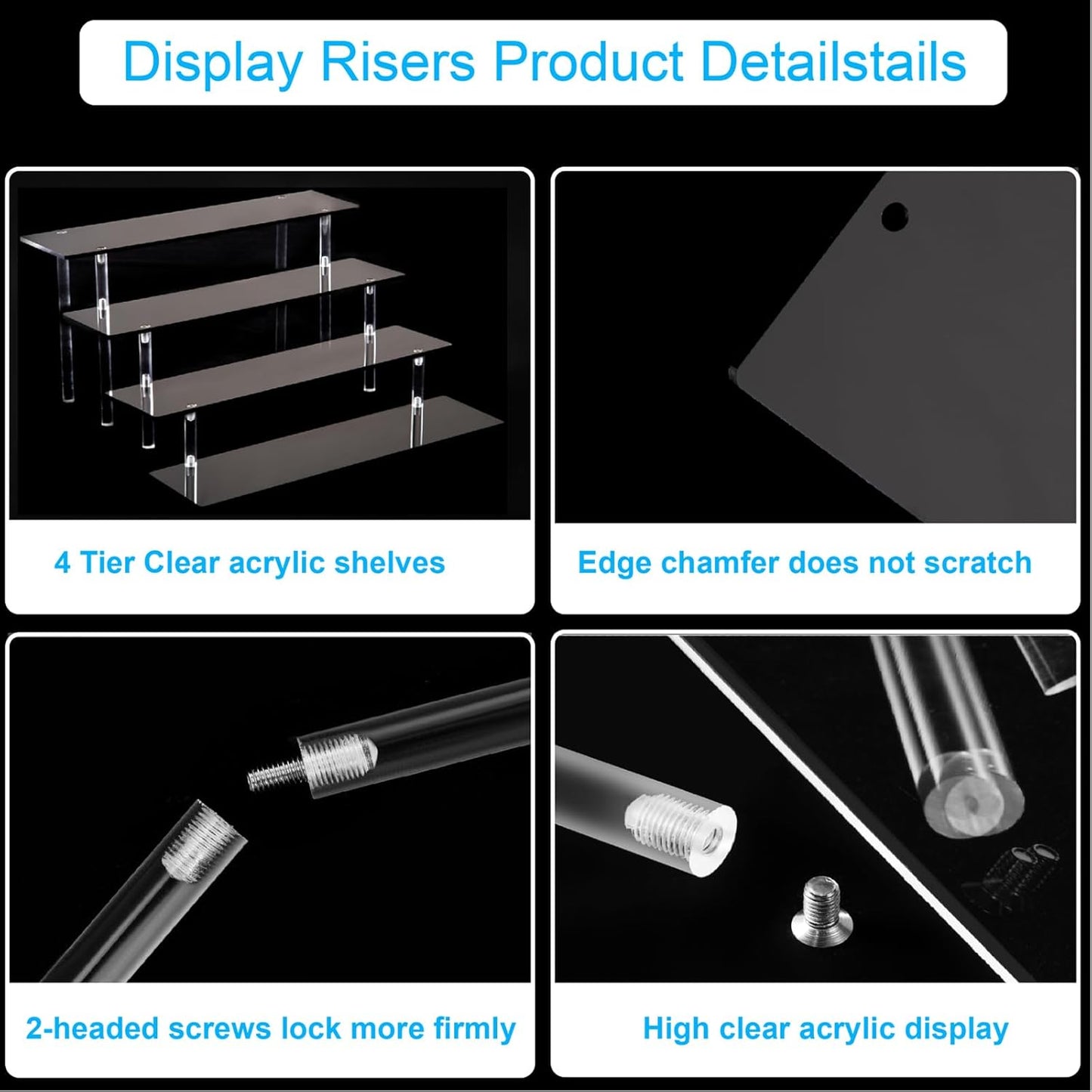 4 Tier Perfume Organizer Stand, Acrylic Risers Display Stands, Display