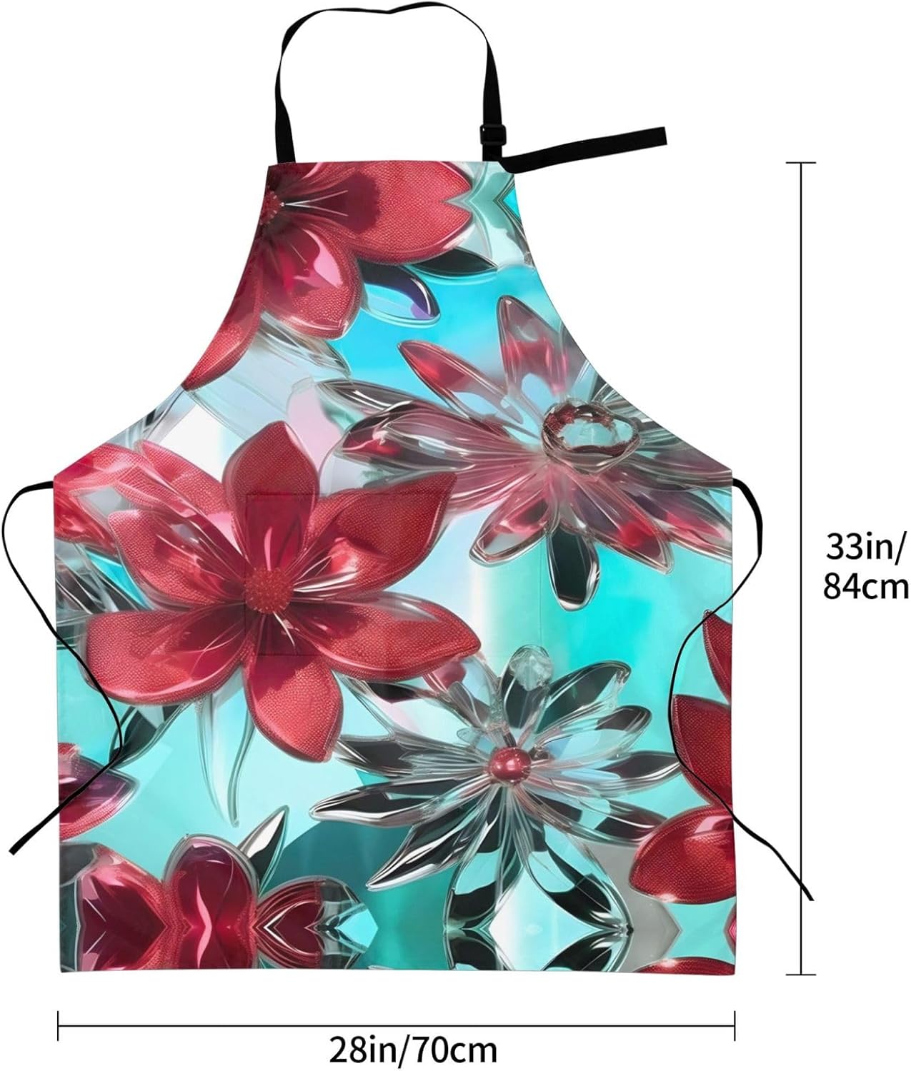 flower stained glass print Waterproof chef's apron with pocket apron for kitchen cooking baking barbecue and gardening