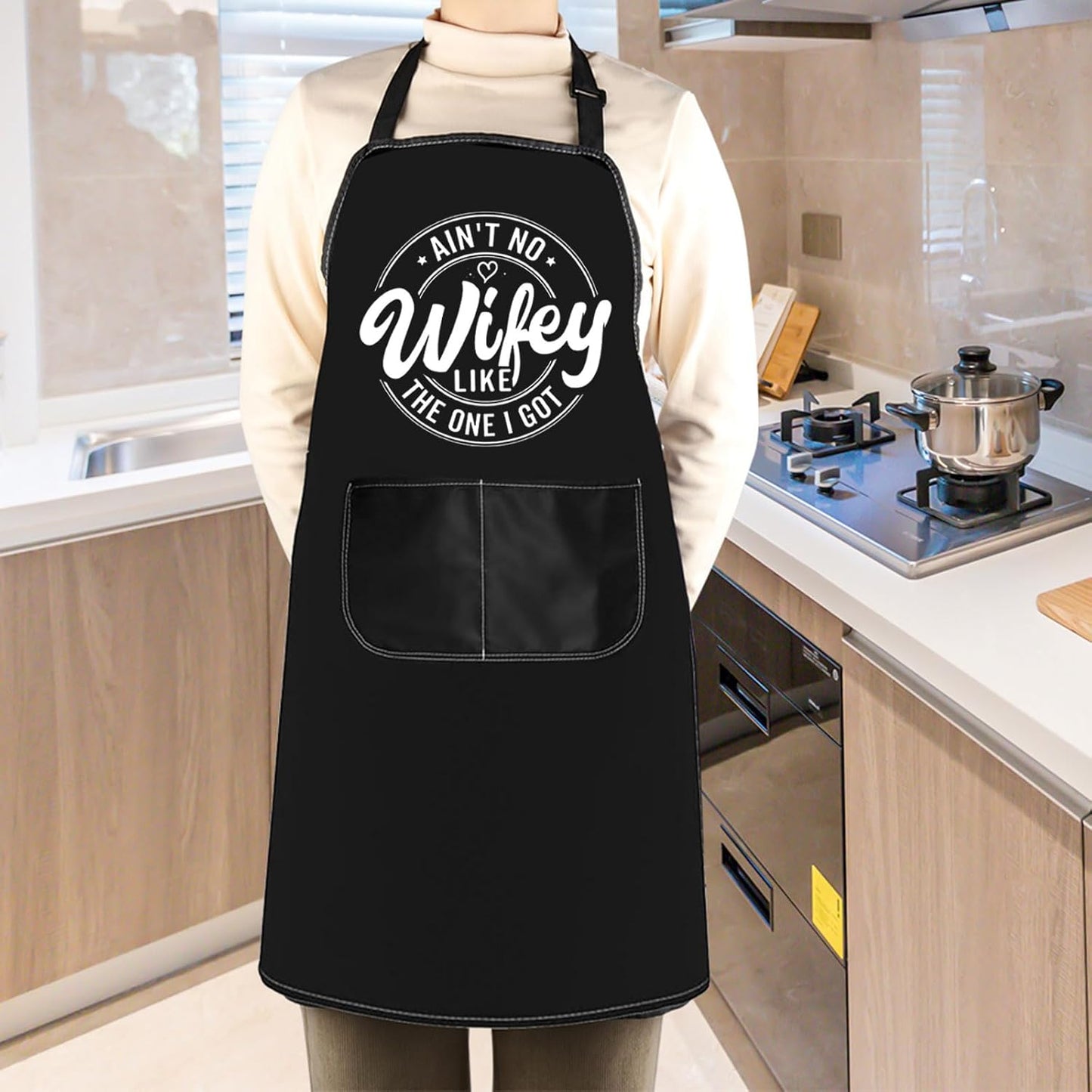 WCGXKO Ain’t No Wifey Like the One I Got Kitchen Apron Family Reunion Gift Husband Wifey Gift Wedding Anniversary Gift