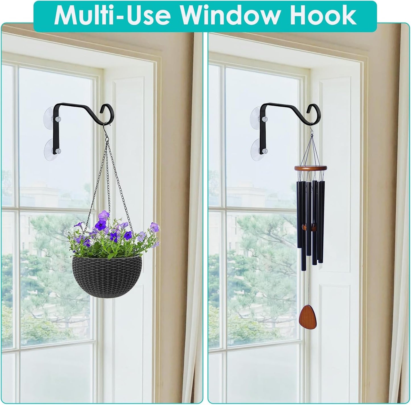 Heavy-Duty Window Suction Cup with Hanger, Window Mounted Wildlife, Hummingbird, Bird Feeders, Decorative Birdhouses, Wind Chimes & Plants, Strong Load-Bearing Hanging Hook (1)