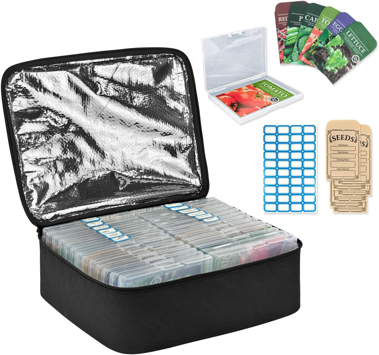 Boczif 26 Slots Seed Storage Organizer Box with Insulated Bag Seed Env