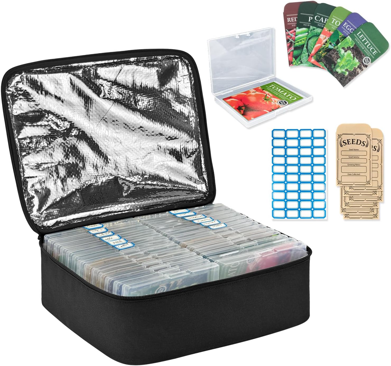 Boczif 26 Slots Seed Storage Organizer Box with Insulated Bag Seed Env