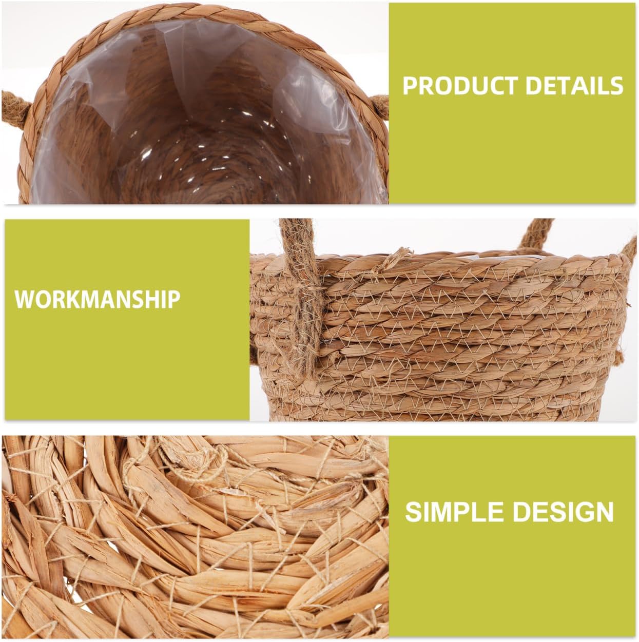 8Inch Woven Flower Basket with Handles Natural Handwoven Wicker Basket Flower Container for Indoor Outdoor Plants Farm Style Planter Pot